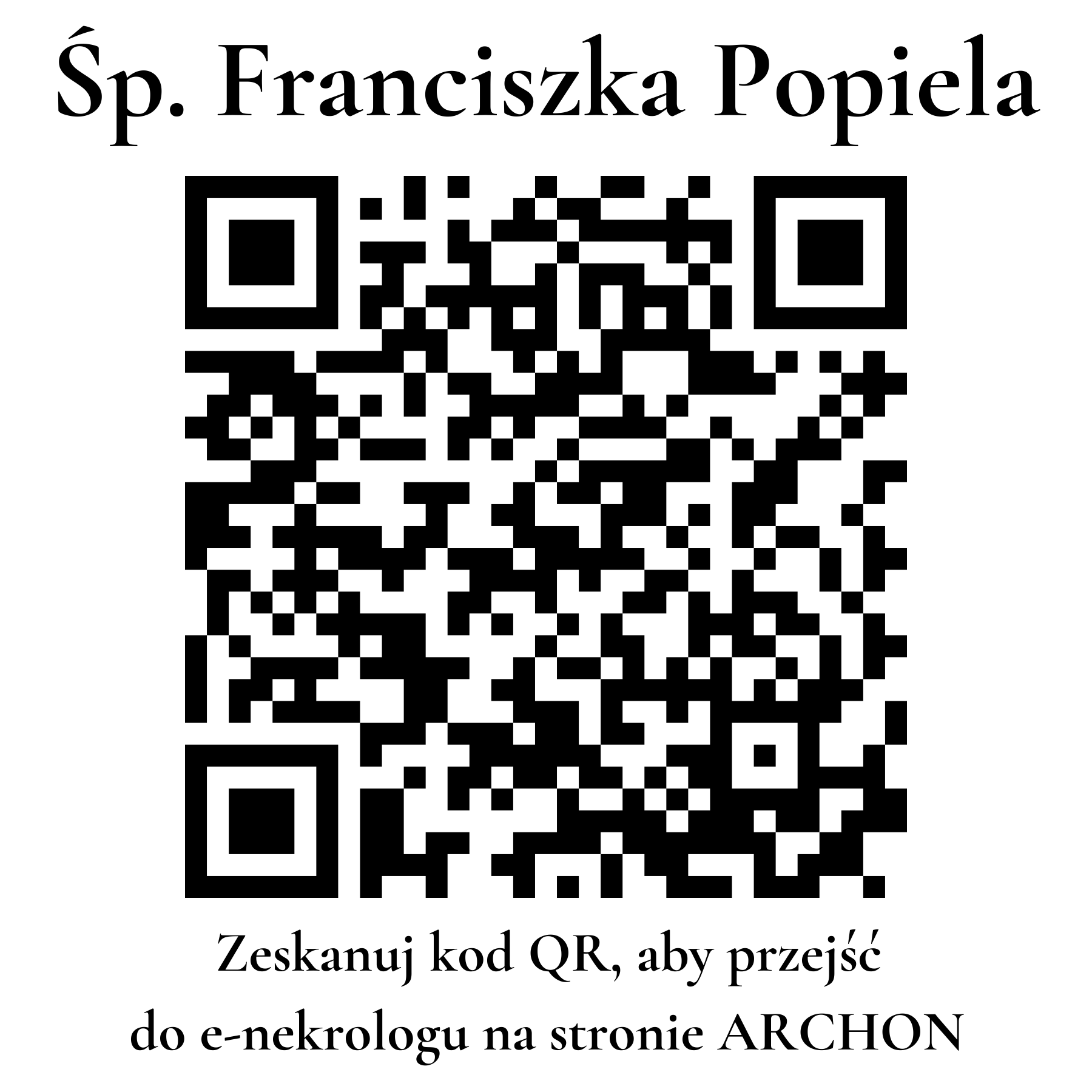 Kod QR do nekrologu Franciszka Popiela