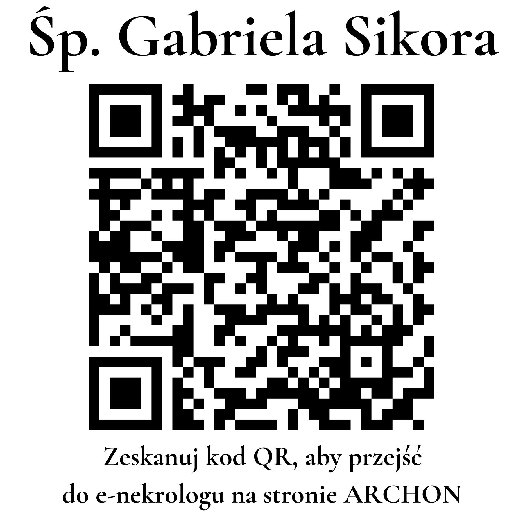 Kod QR do nekrologu Gabriela Sikora