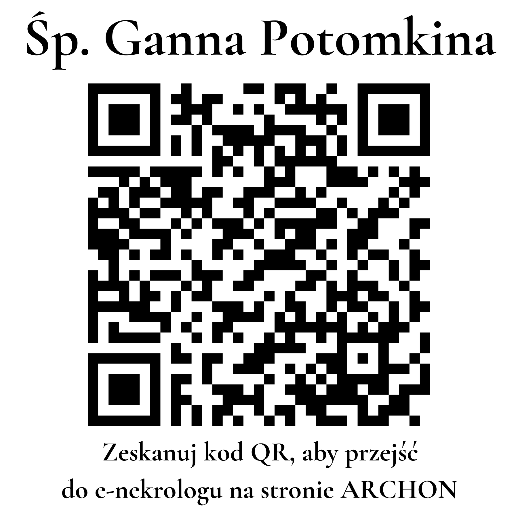 Kod QR do nekrologu Ganna Potomkina