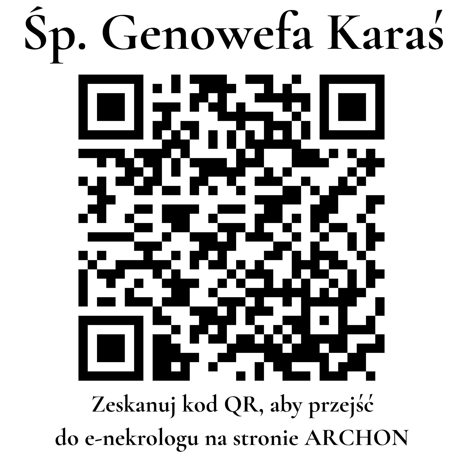 Kod QR do nekrologu Genowefa Karaś Kod QR do nekrologu Genowefa Karaś