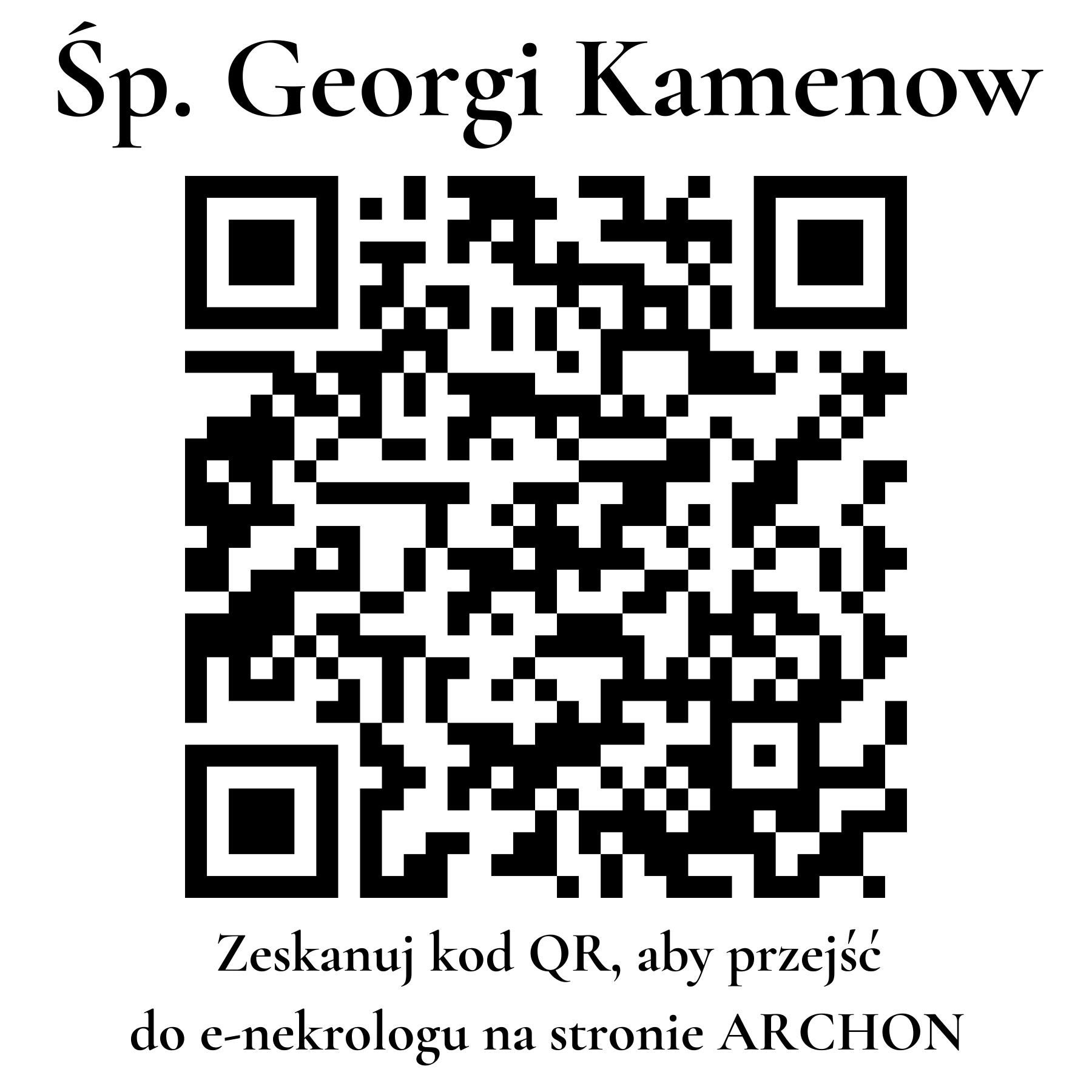 Kod QR do nekrologu Georgi Kamenow