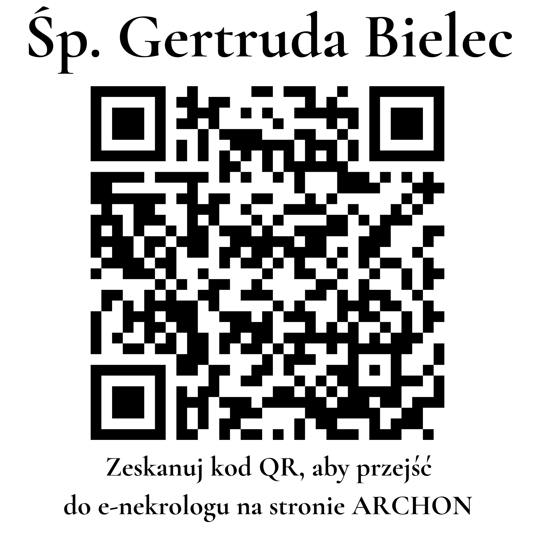 Kod QR do nekrologu Gertruda Bielec