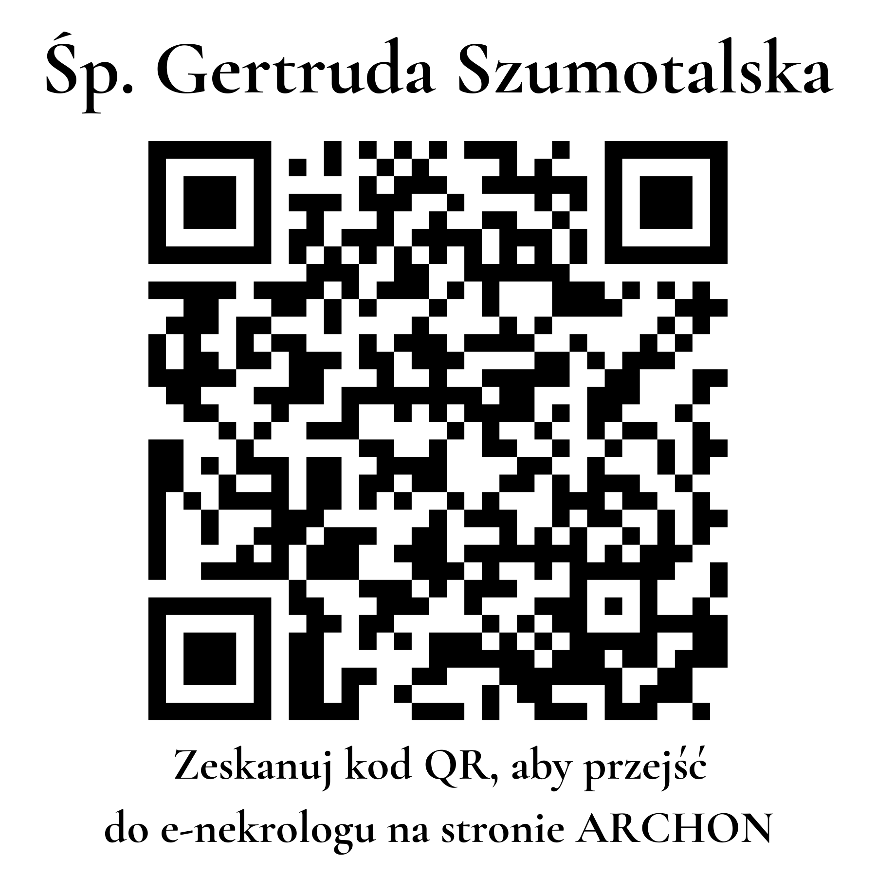 Kod QR do nekrologu Gertruda Szumotalska