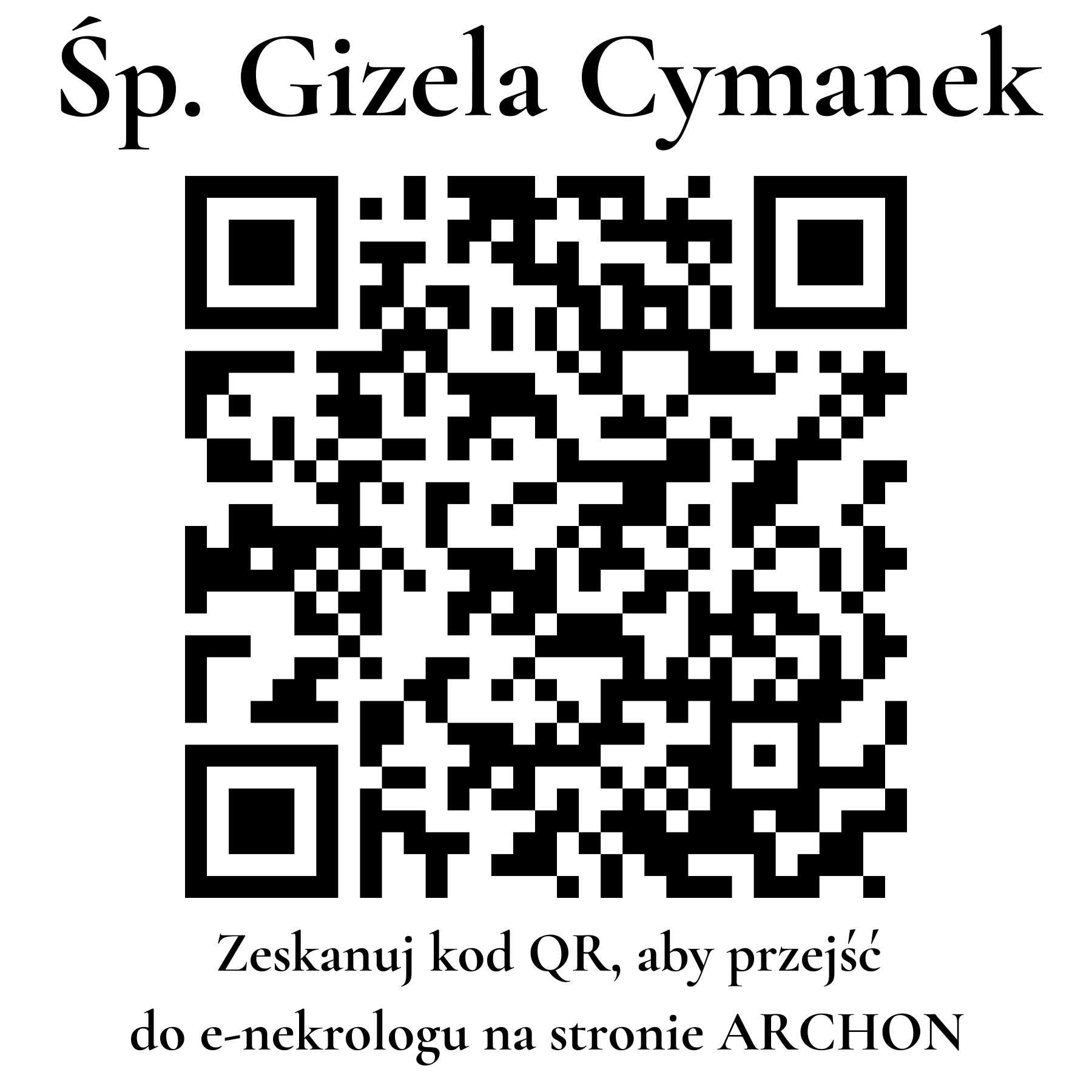 Kod QR do nekrologu Gizela Cymanek Kod QR do nekrologu Gizela Cymanek