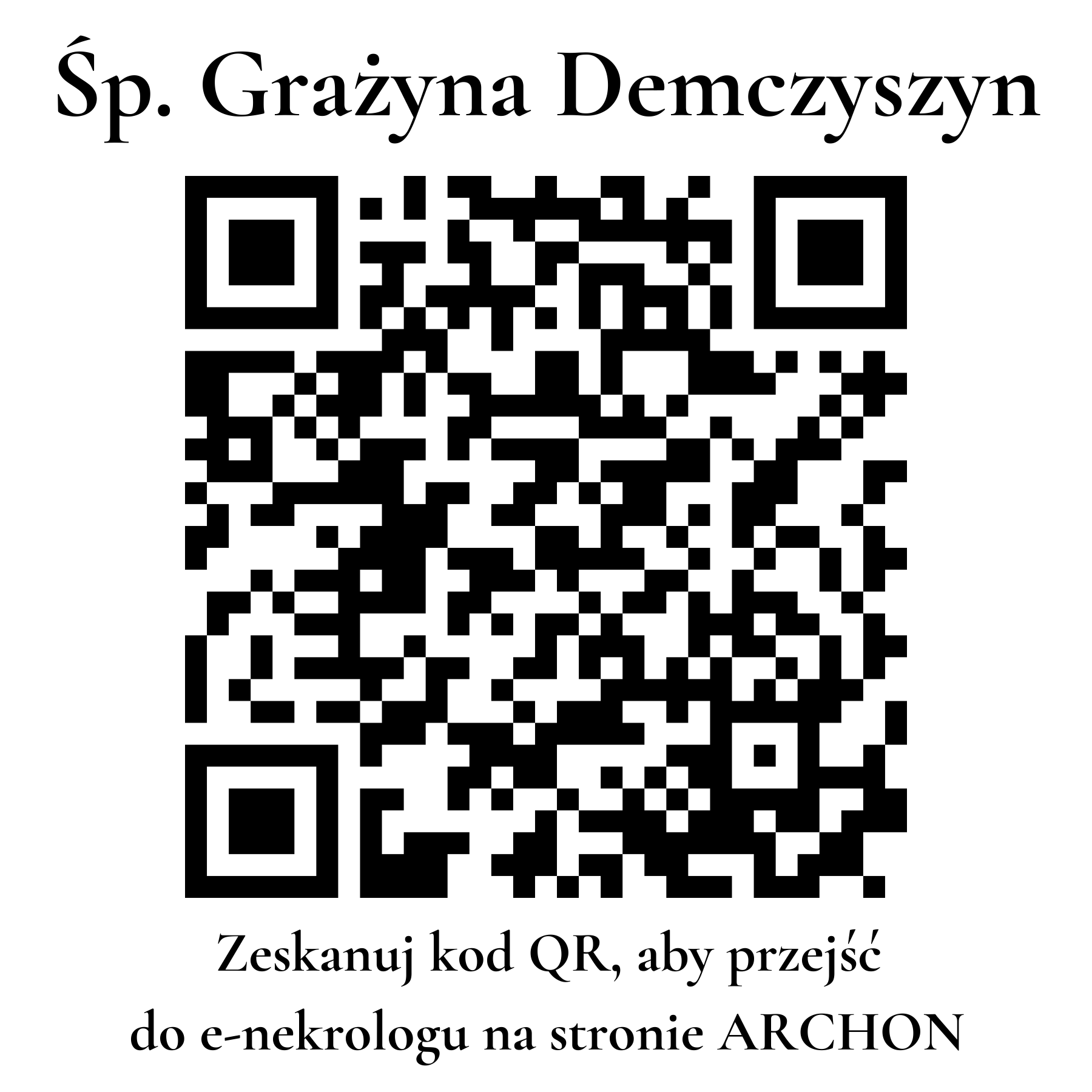 Kod QR do nekrologu Grażyna Demczyszyn