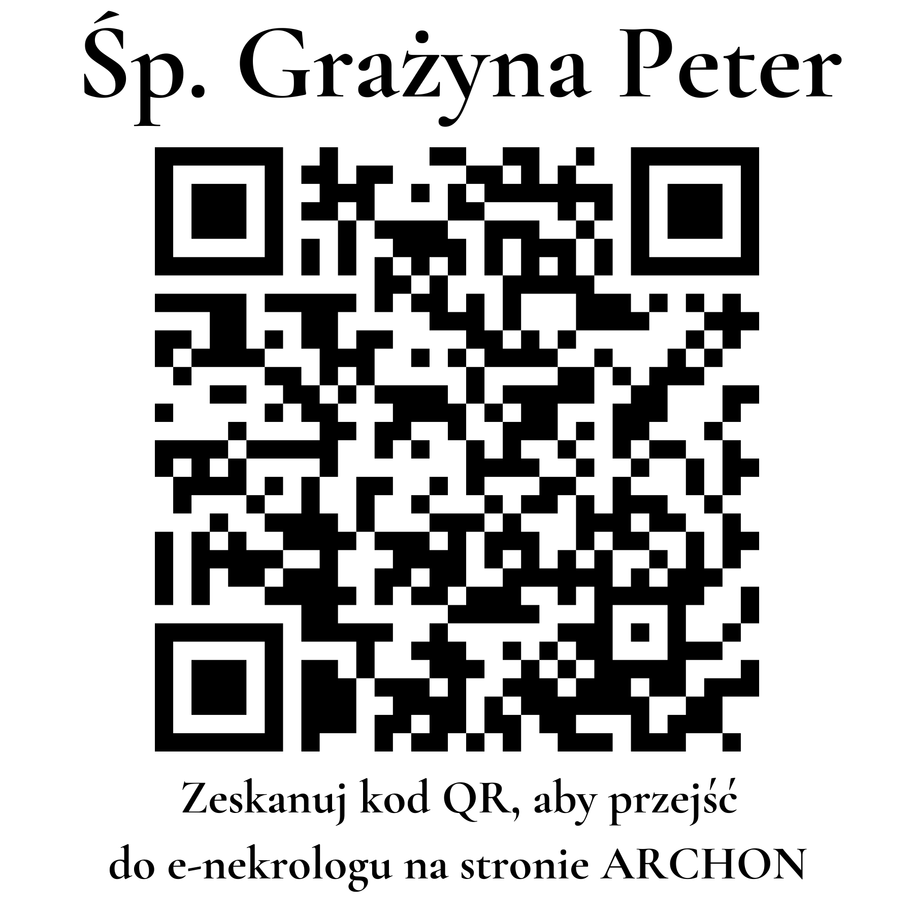 Kod QR do nekrologu Grażyna Peter Kod QR do nekrologu Grażyna Peter