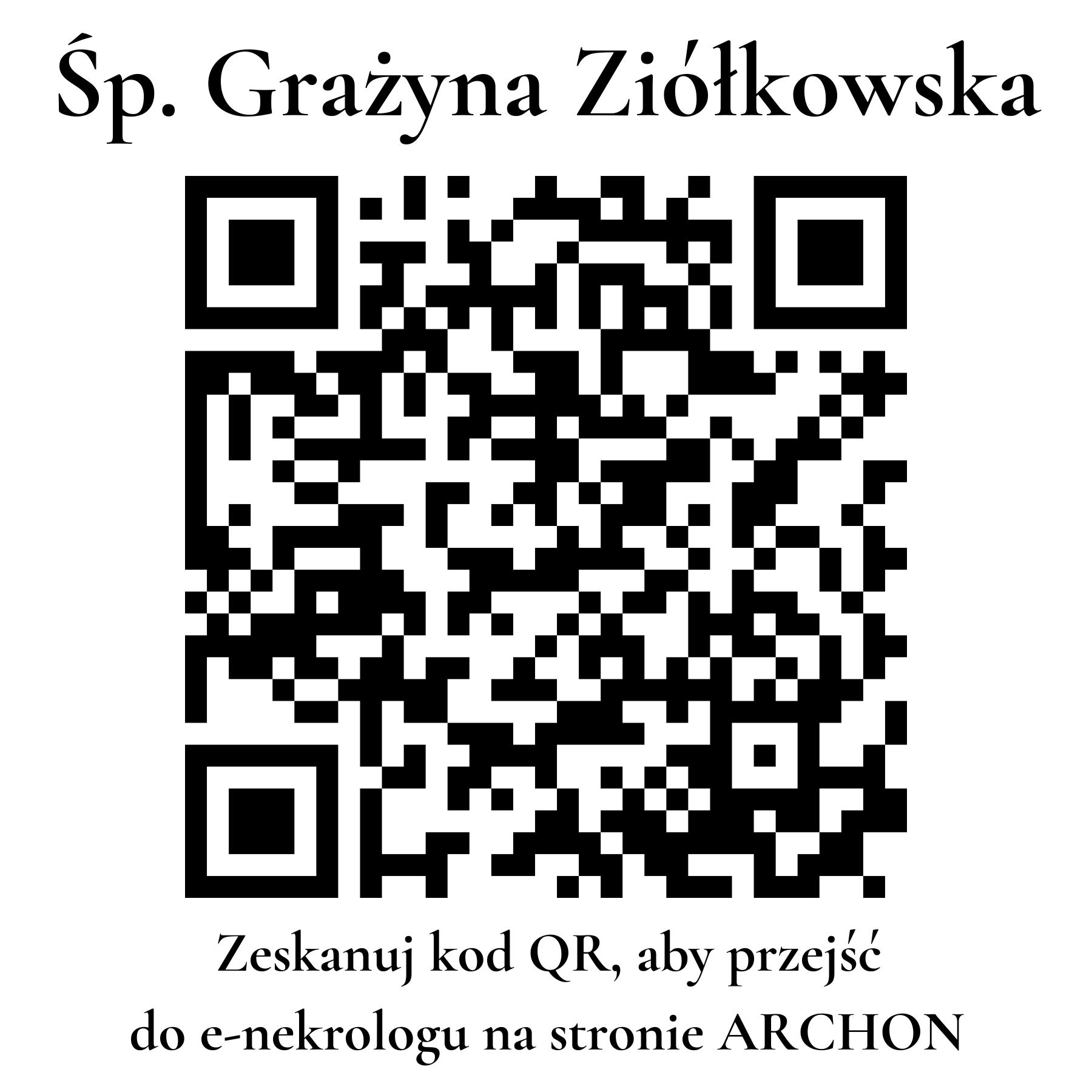 Kod QR do nekrologu Grażyna Ziółkowska Kod QR do nekrologu Grażyna Ziółkowska
