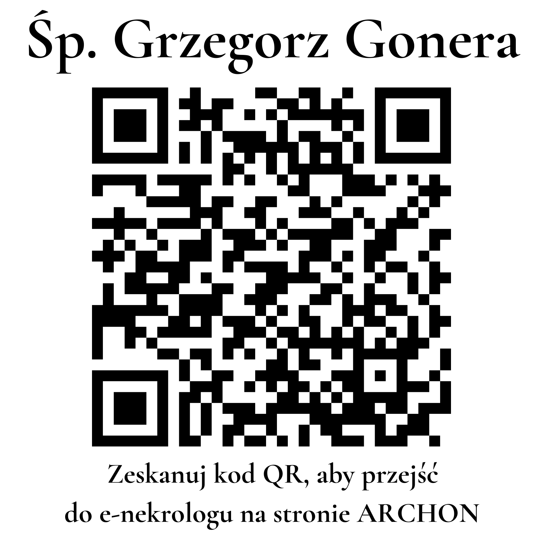 Kod QR do nekrologu Grzegorz Gonera