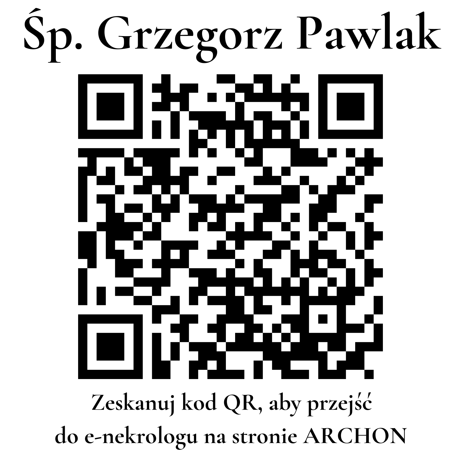 Kod QR do nekrologu Grzegorz Pawlak