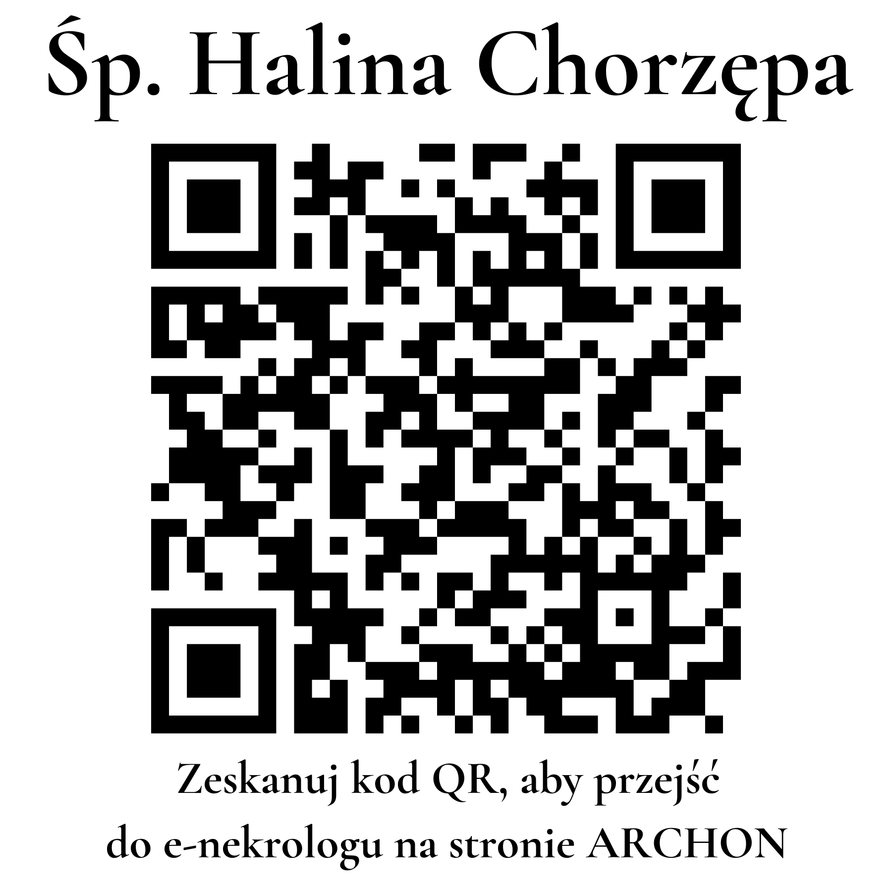 Kod QR do nekrologu Halina Chorzępa Kod QR do nekrologu Halina Chorzępa