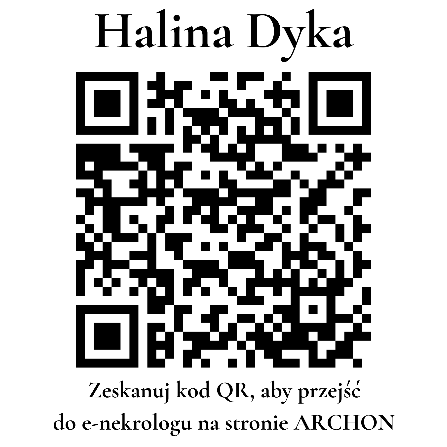 Kod QR do nekrologu Halina Dyka Kod QR do nekrologu Halina Dyka