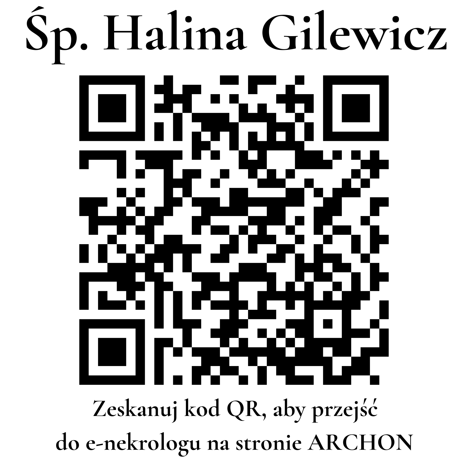 Kod QR do nekrologu Halina Gilewicz Kod QR do nekrologu Halina Gilewicz