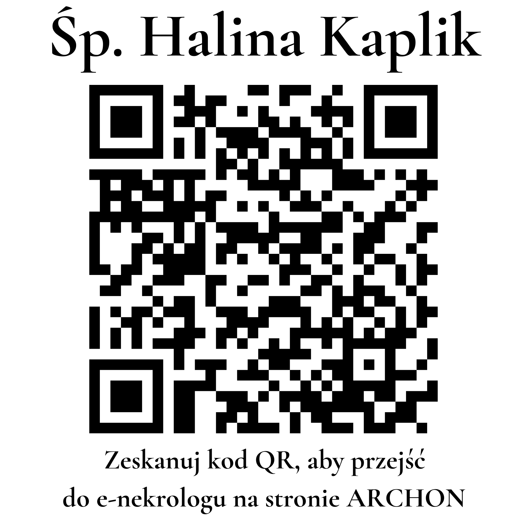 Kod QR do nekrologu Halina Kaplik Kod QR do nekrologu Halina Kaplik