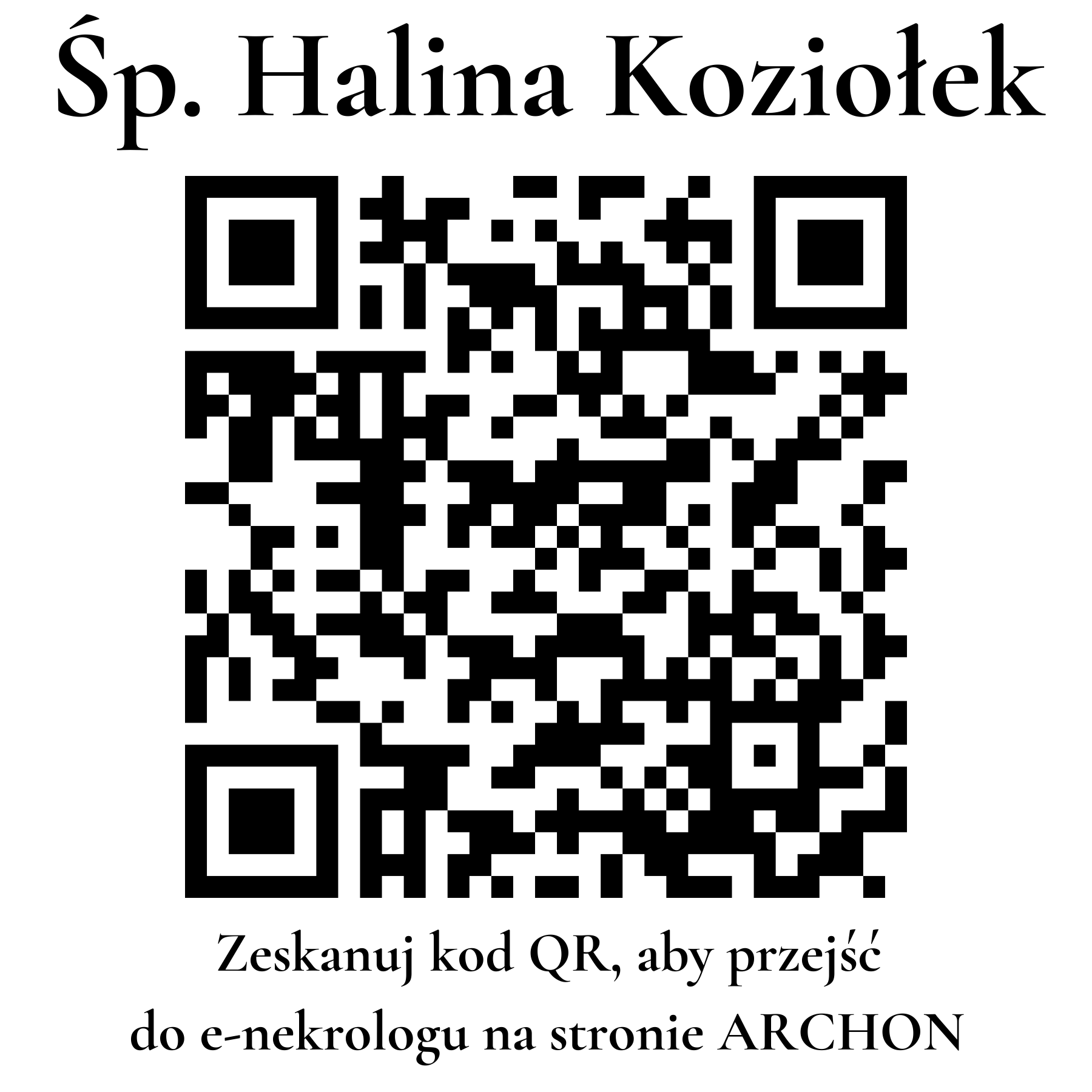 Kod QR do nekrologu Halina Koziołek Kod QR do nekrologu Halina Koziołek