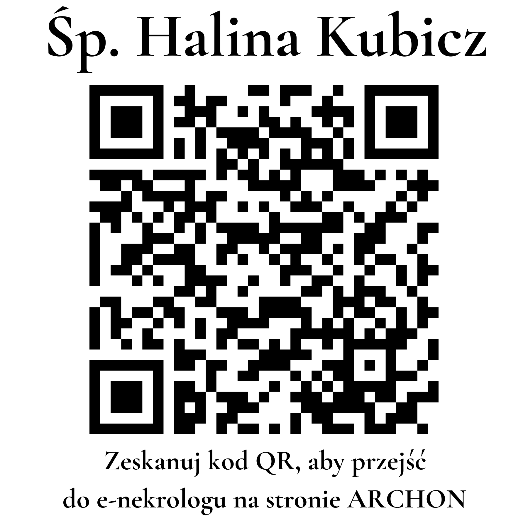 Kod QR do nekrologu Halina Kubicz Kod QR do nekrologu Halina Kubicz
