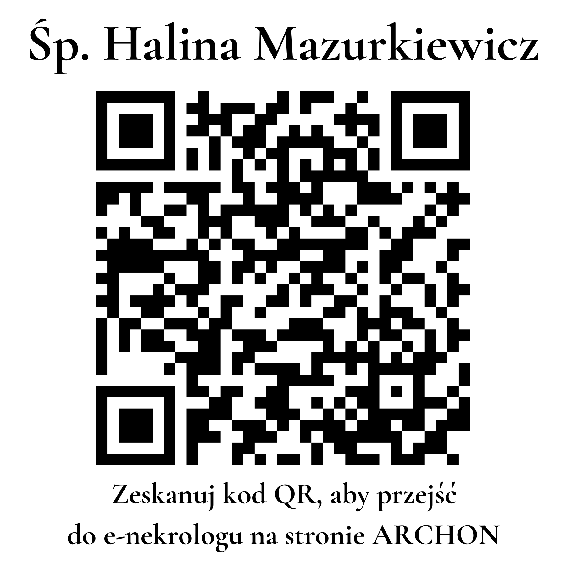 Kod QR do nekrologu Halina Mazurkiewicz