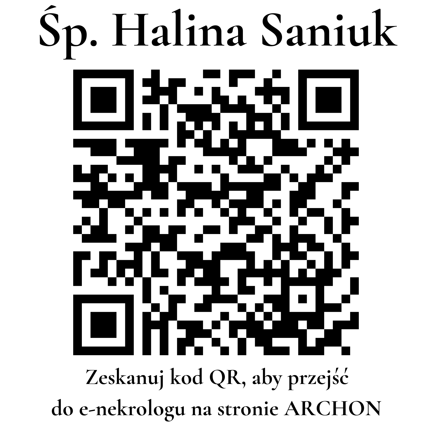 Kod QR do nekrologu Halina Saniuk Kod QR do nekrologu Halina Saniuk