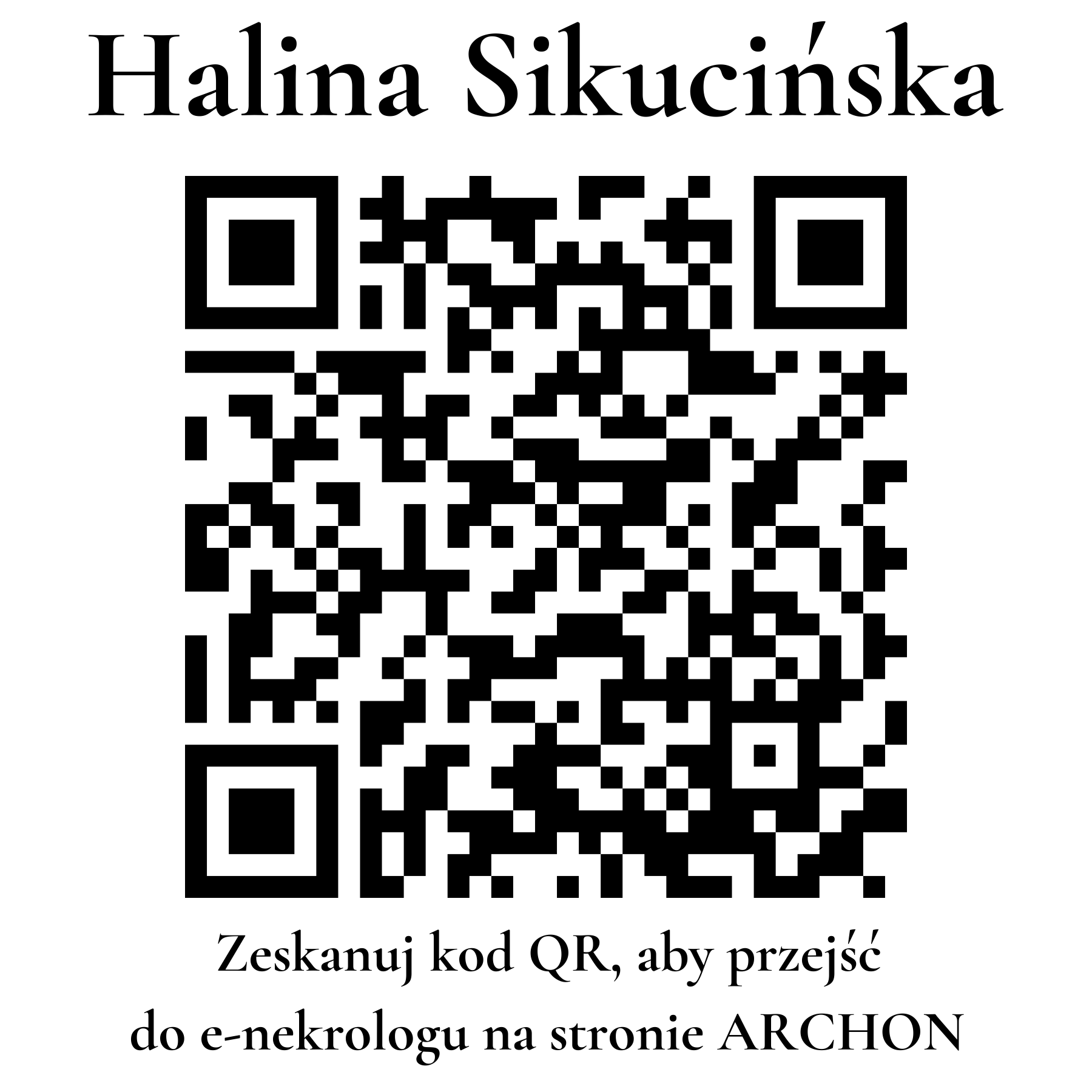 Kod QR do nekrologu Halina Sikucińska Kod QR do nekrologu Halina Sikucińska