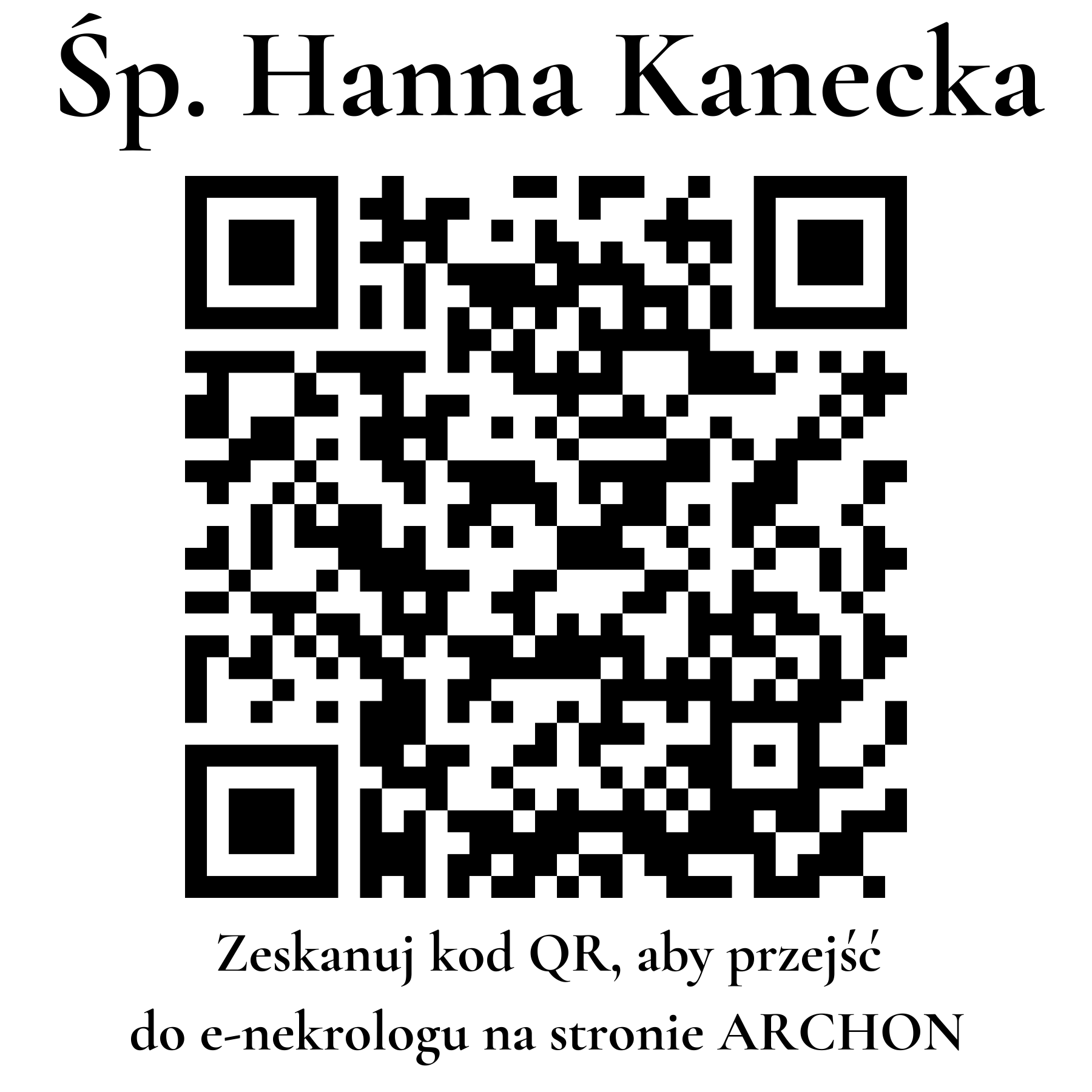 Kod QR do nekrologu Hanna Kanecka Kod QR do nekrologu Hanna Kanecka