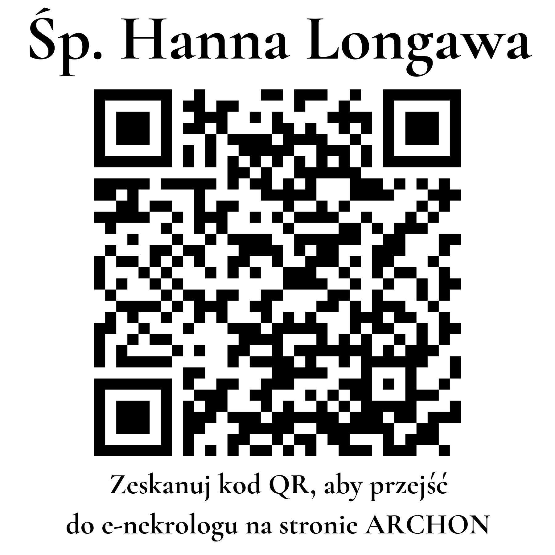 Kod QR do nekrologu Hanna Longawa Kod QR do nekrologu Hanna Longawa