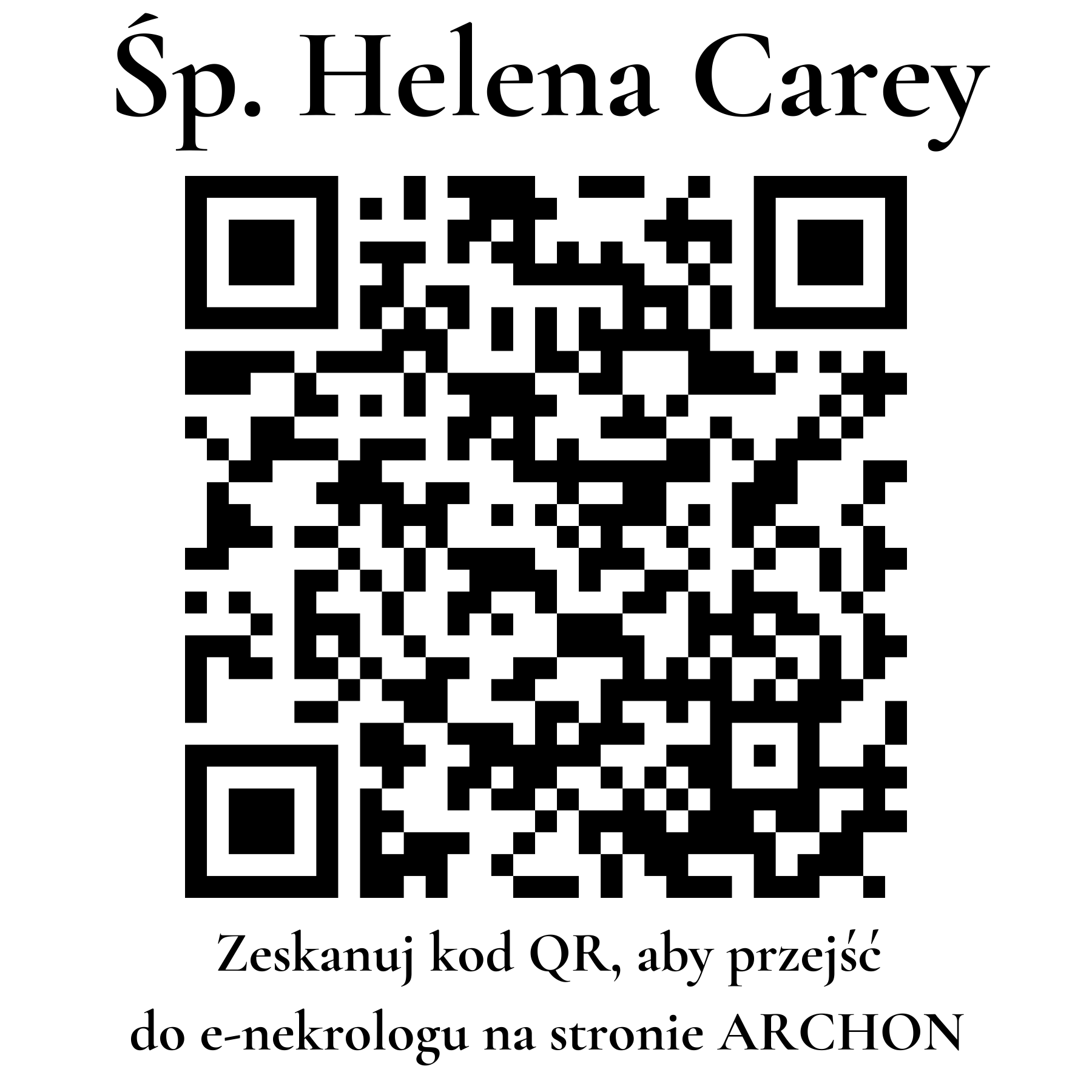Kod QR do nekrologu Helena Carey