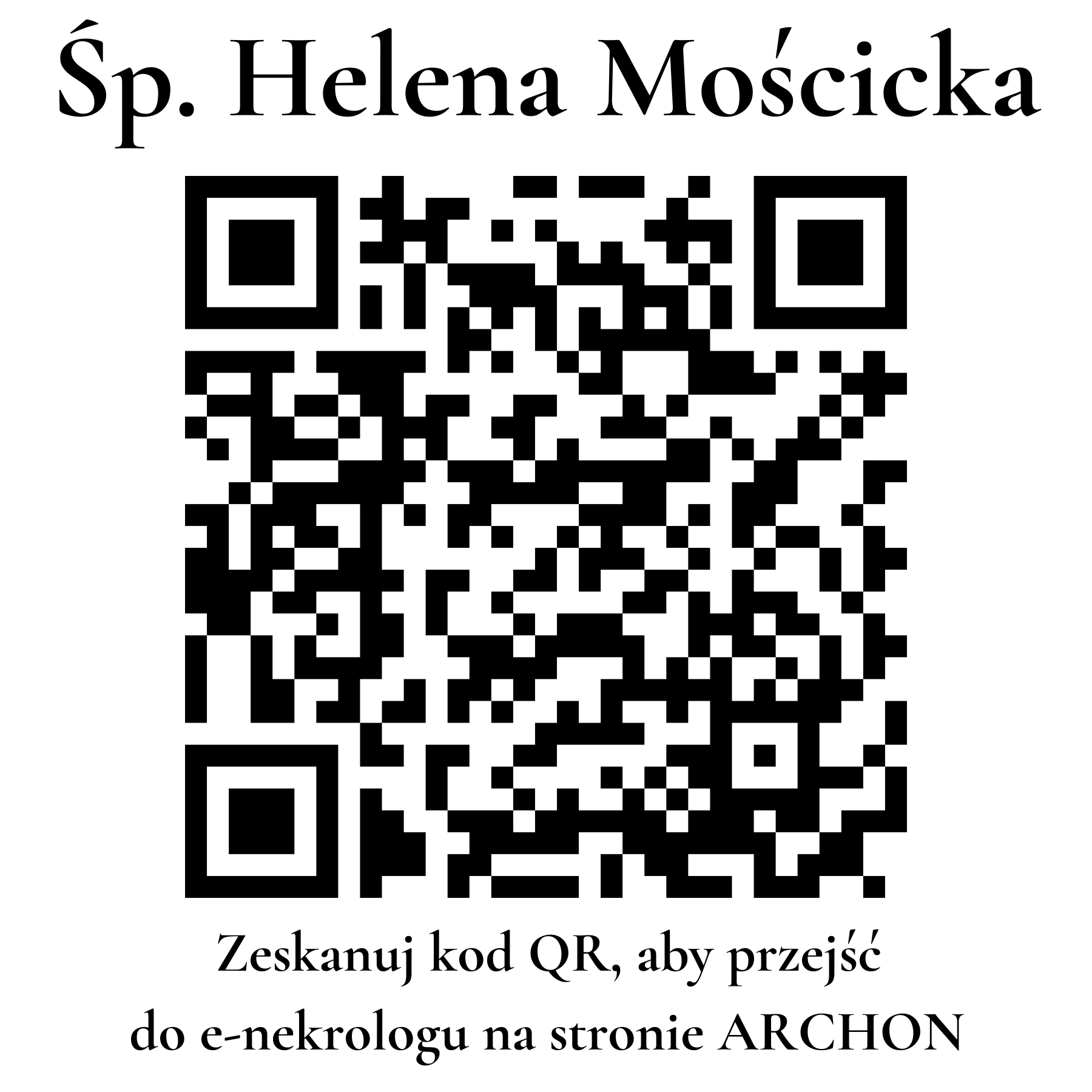 Kod QR do nekrologu Helena Mościcka Kod QR do nekrologu Helena Mościcka
