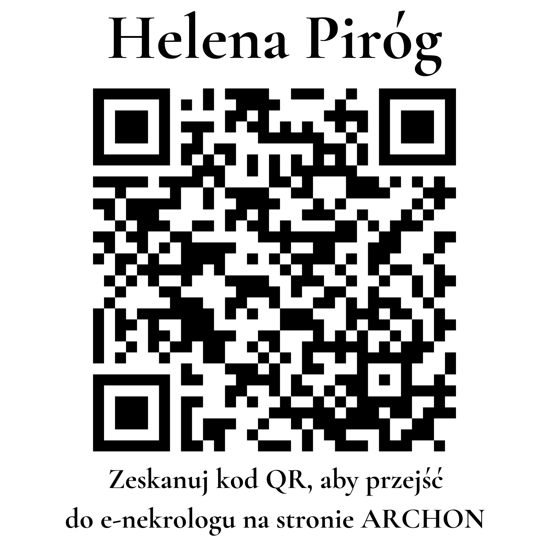 Kod QR do nekrologu Helena Piróg