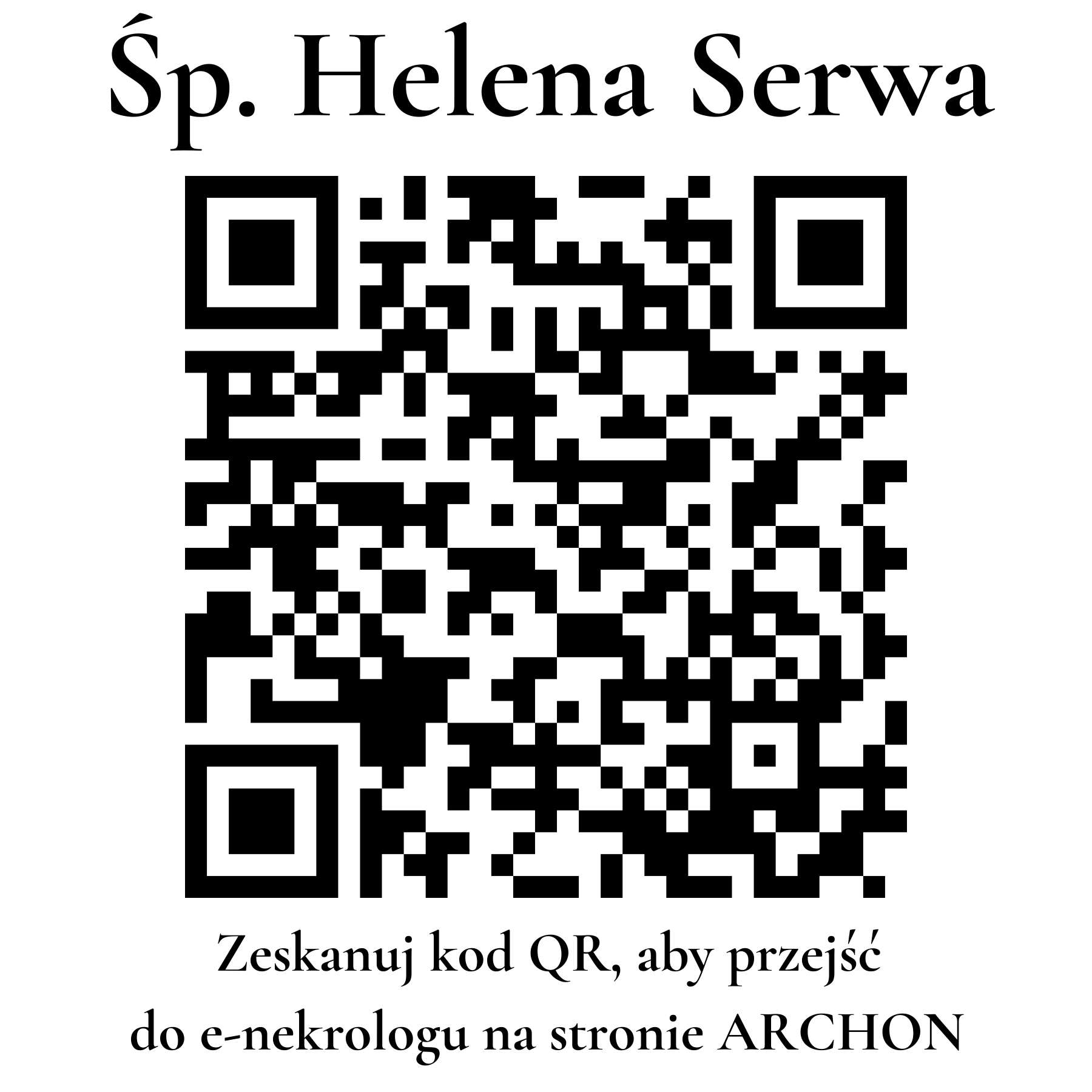 Kod QR do nekrologu Helena Serwa