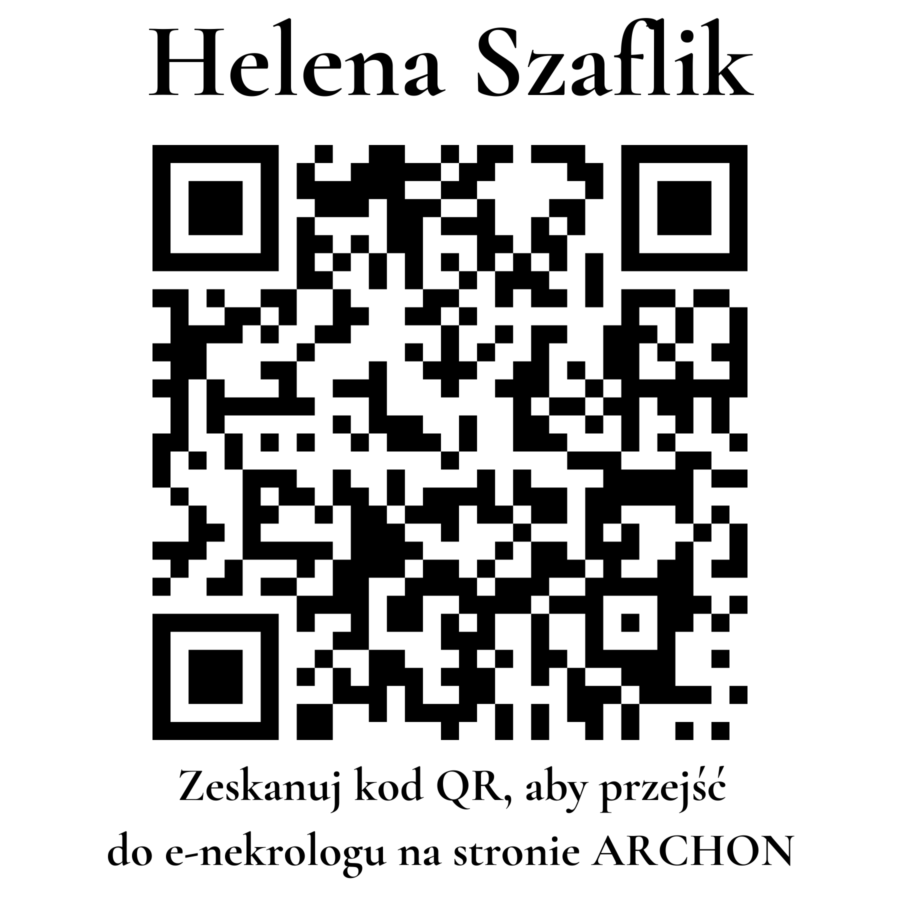 Kod QR do nekrologu Helena Szaflik