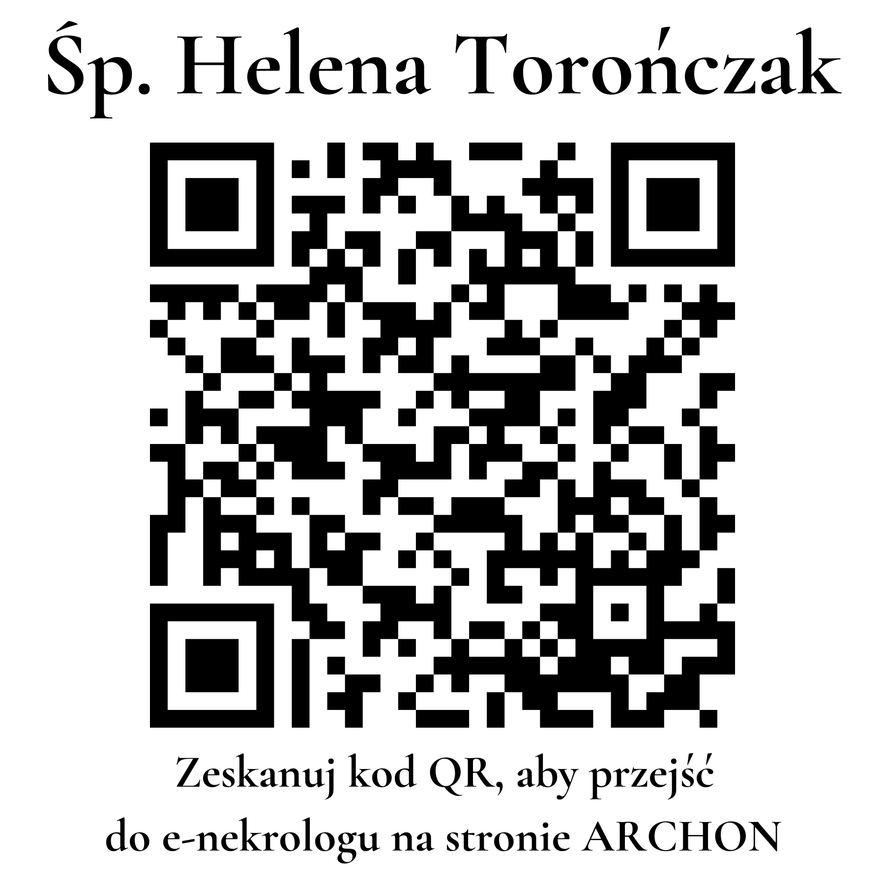 Kod QR do nekrologu Helena Torończak