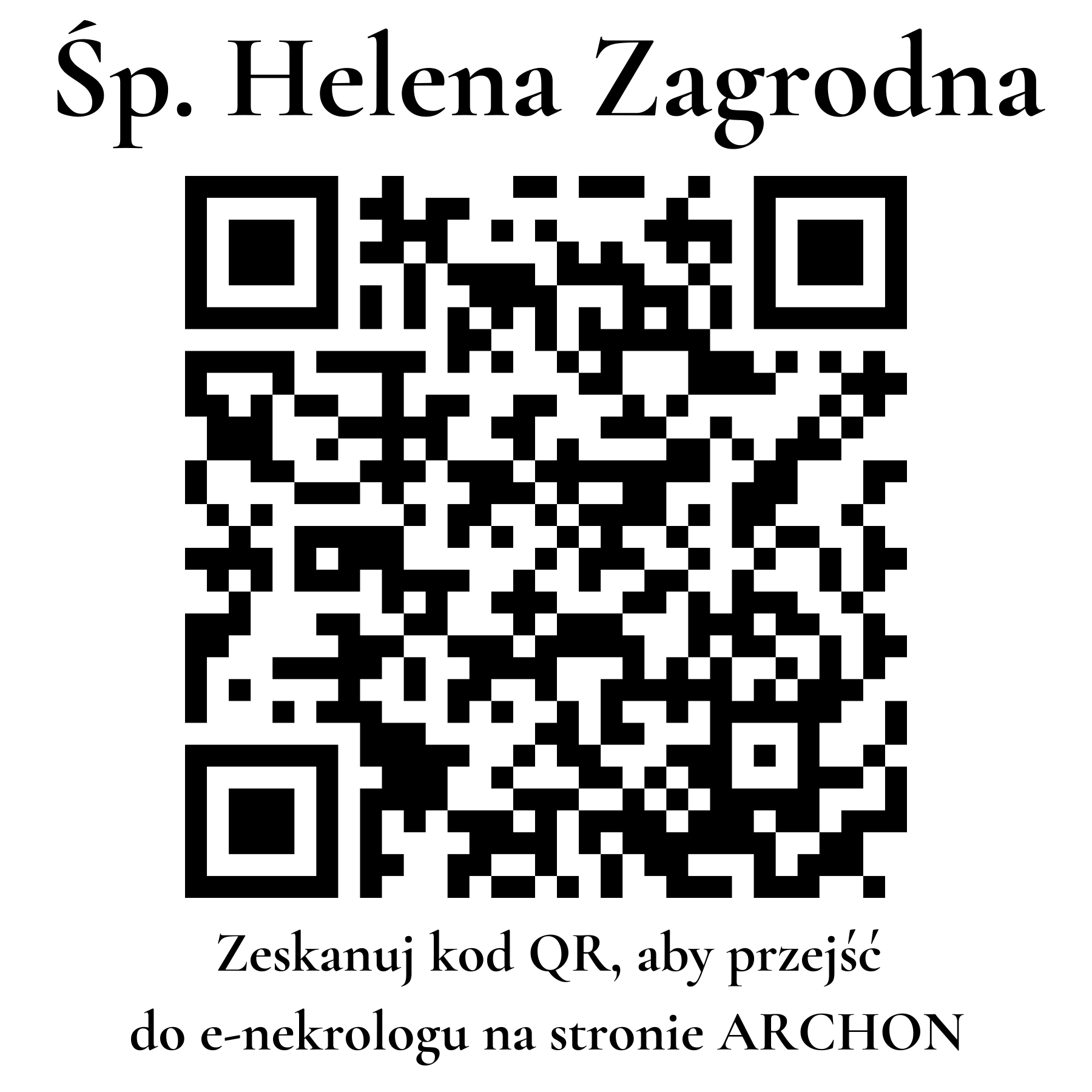 Kod QR do nekrologu Helena Zagrodna Kod QR do nekrologu Helena Zagrodna