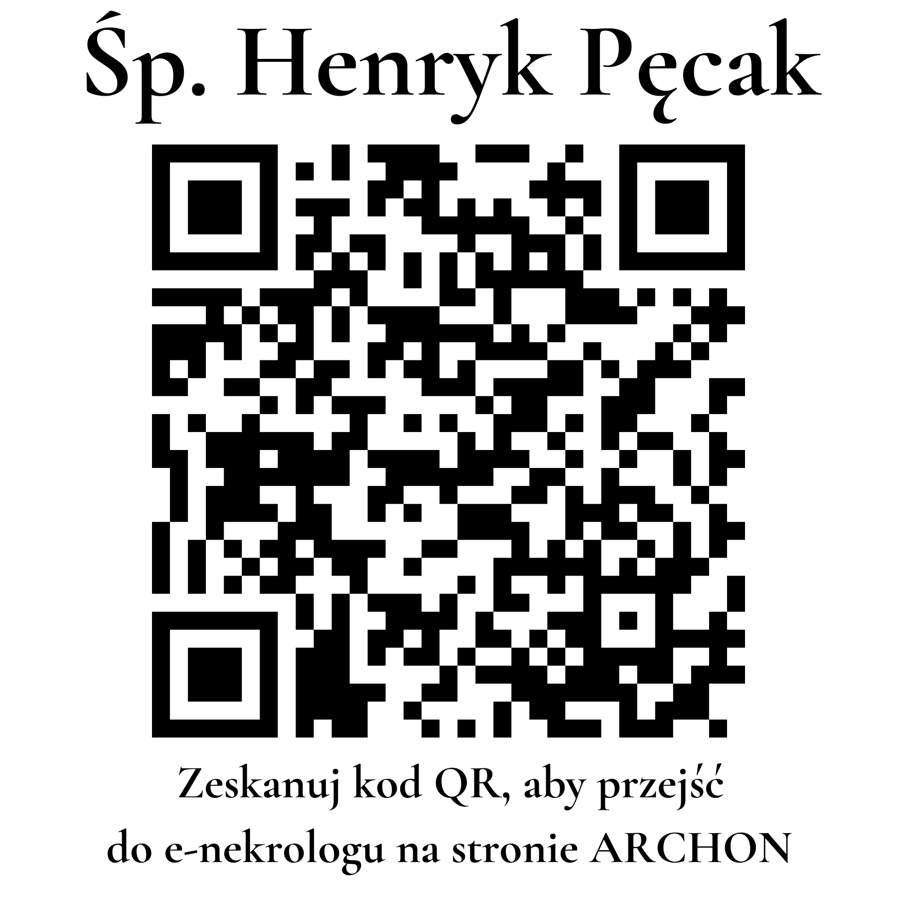 Kod QR do nekrologu Henryk Pęcak