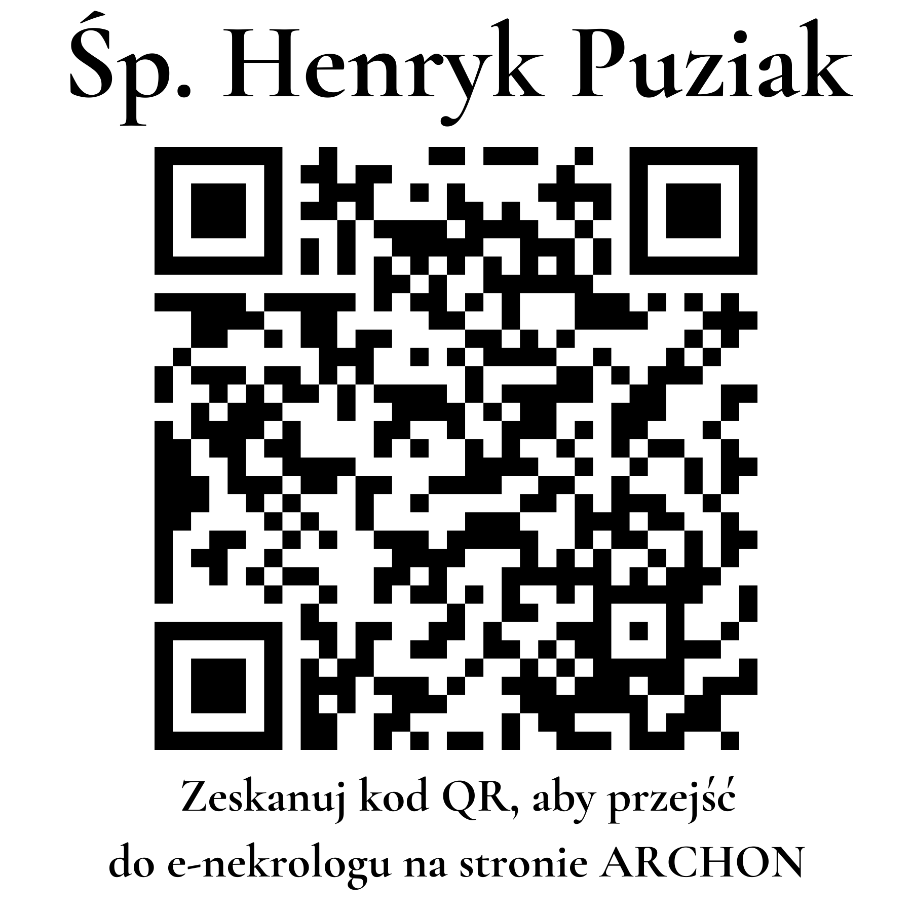 Kod QR do nekrologu Henryk Puziak