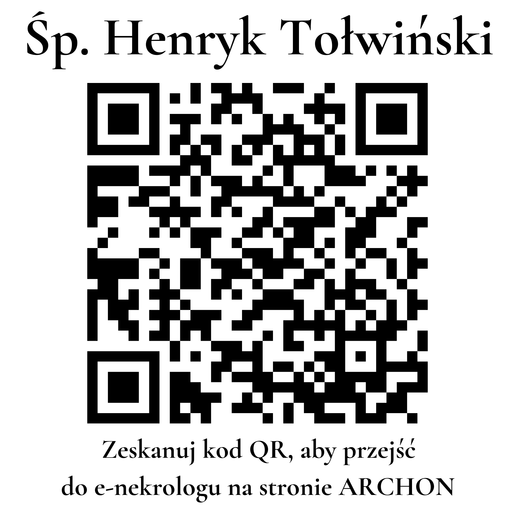 Kod QR do nekrologu Henryk Tołwiński Kod QR do nekrologu Henryk Tołwiński