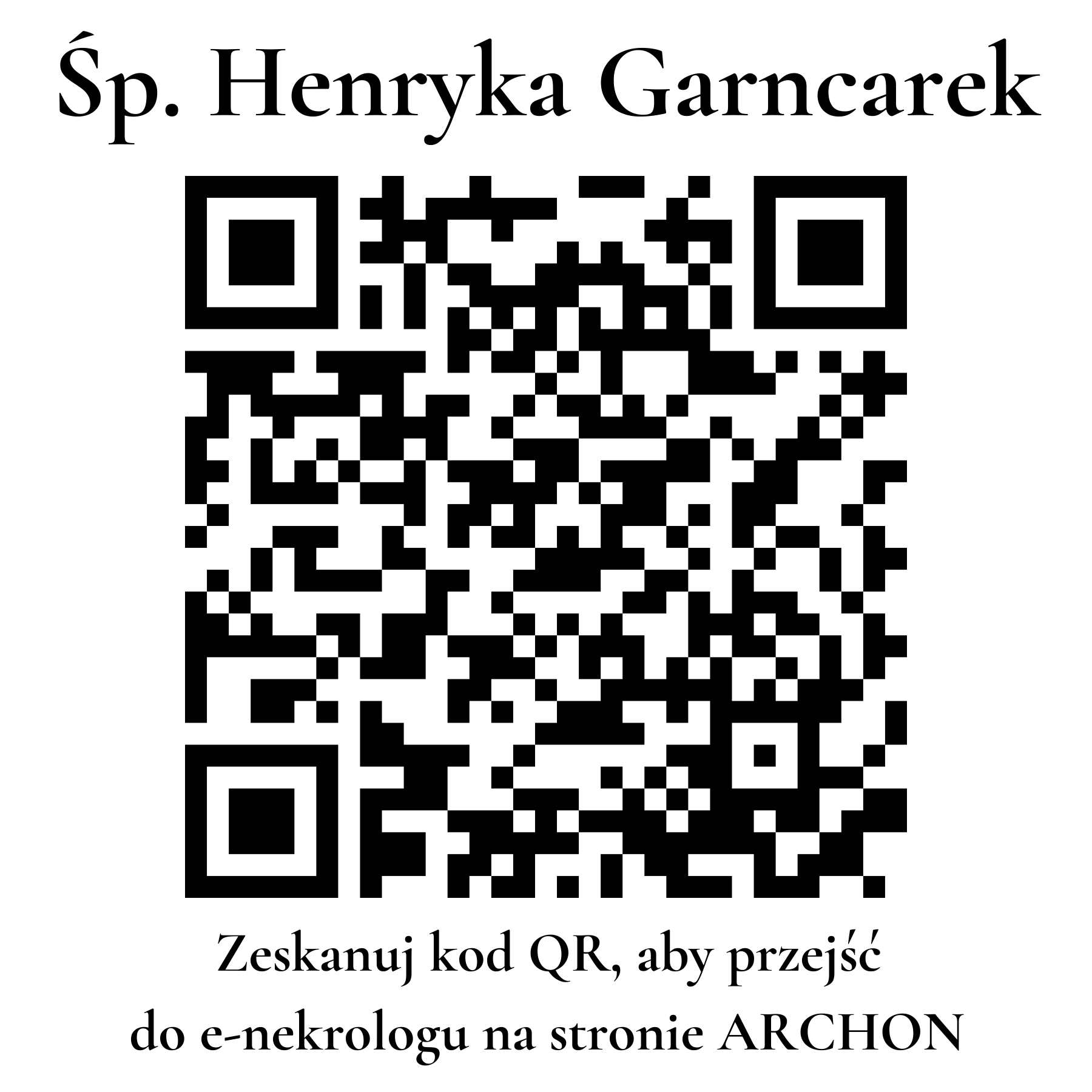 Kod QR do nekrologu Henryka Garncarek Kod QR do nekrologu Henryka Garncarek