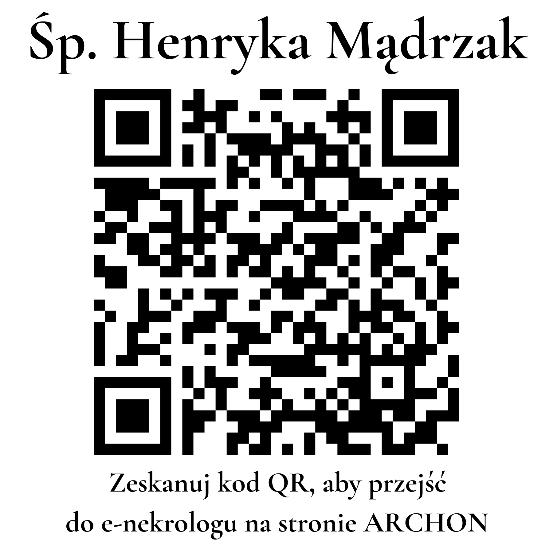 Kod QR do nekrologu Henryka Mądrzak