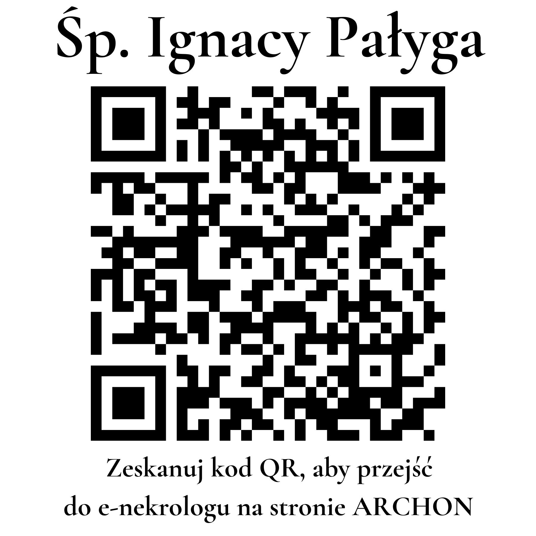 Kod QR do nekrologu Ignacy Pałyga