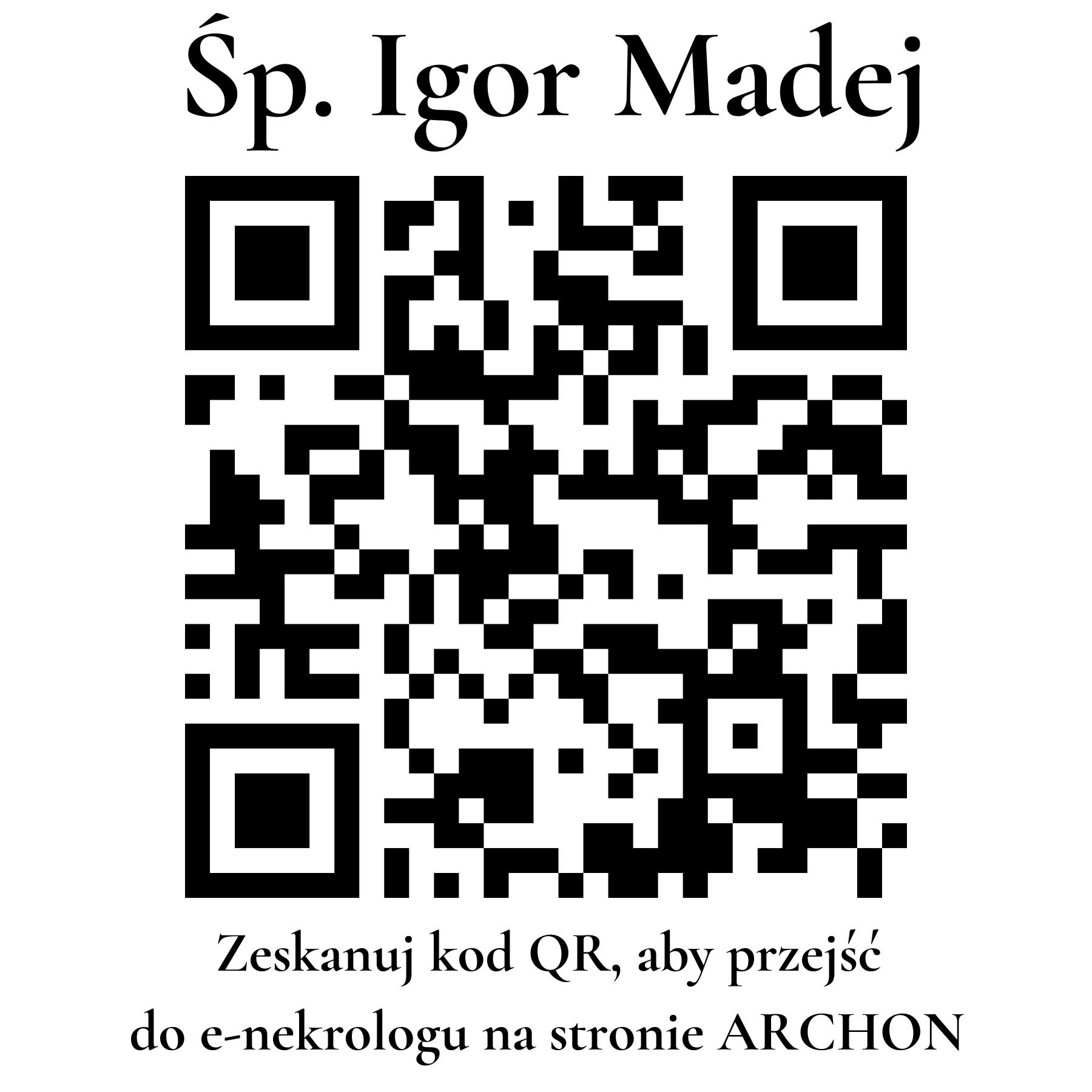 Kod QR do nekrologu Igor Madej