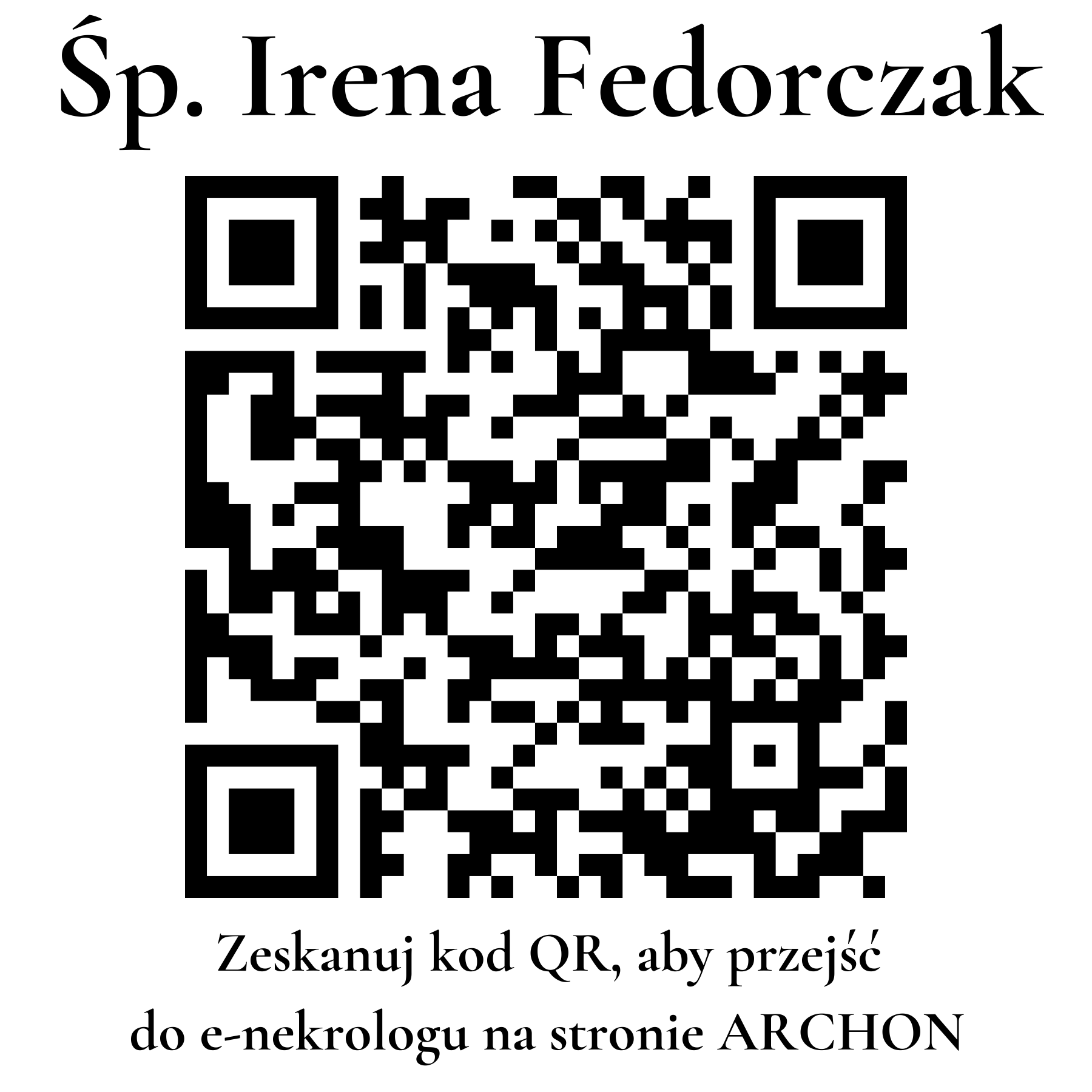 Kod QR do nekrologu Irena Fedorczak