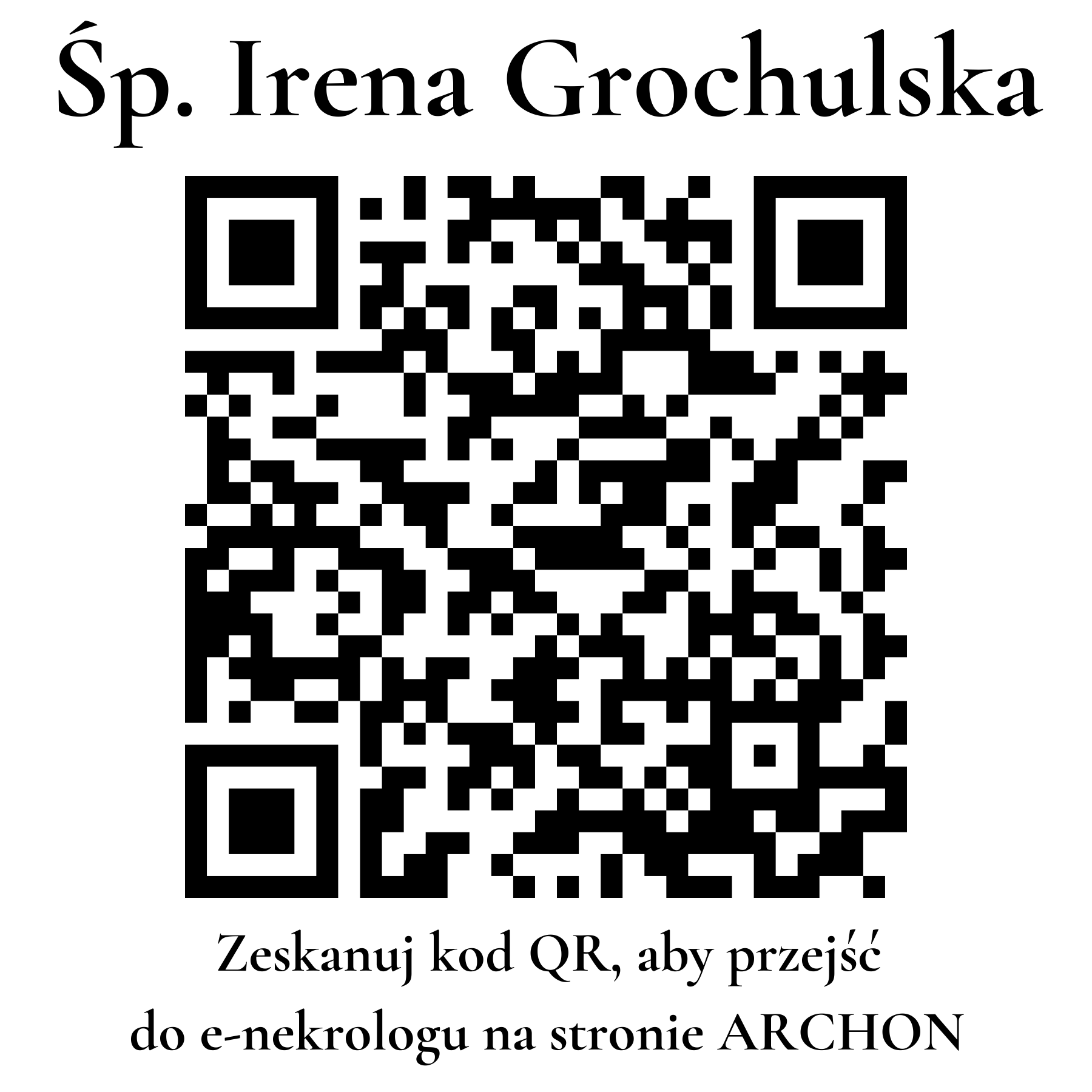 Kod QR do nekrologu Irena Grochulska