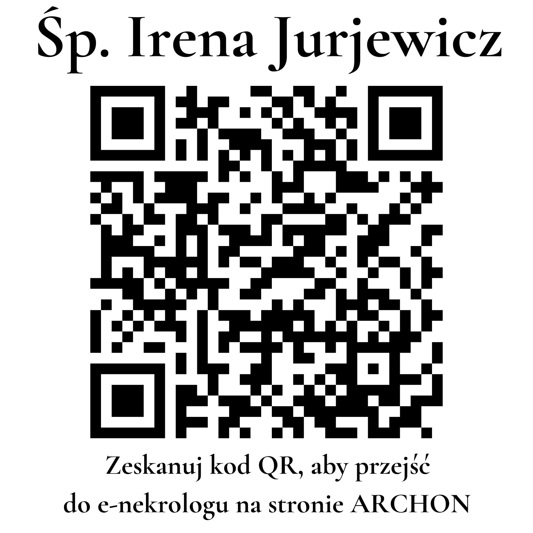 Kod QR do nekrologu Irena Jurjewicz