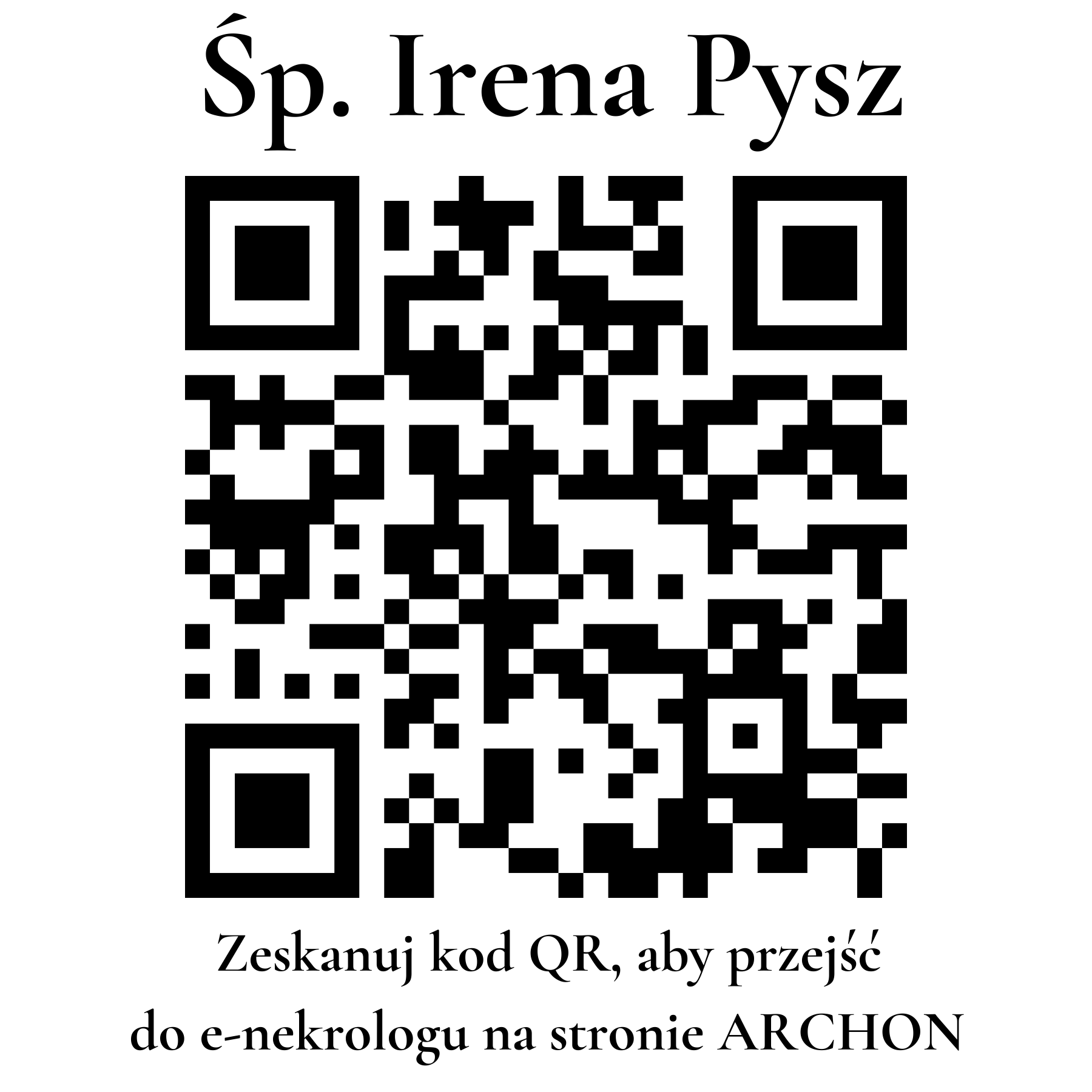 Kod QR do nekrologu Irena Pysz