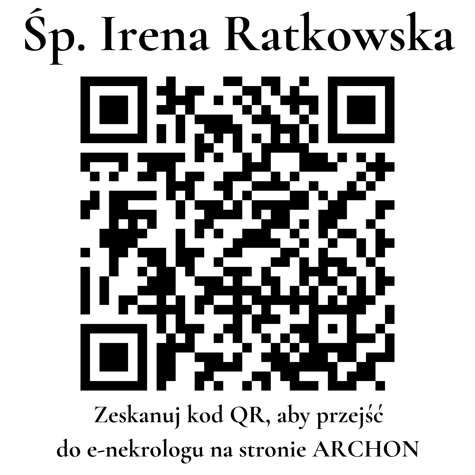 Kod QR do nekrologu Irena Ratkowska