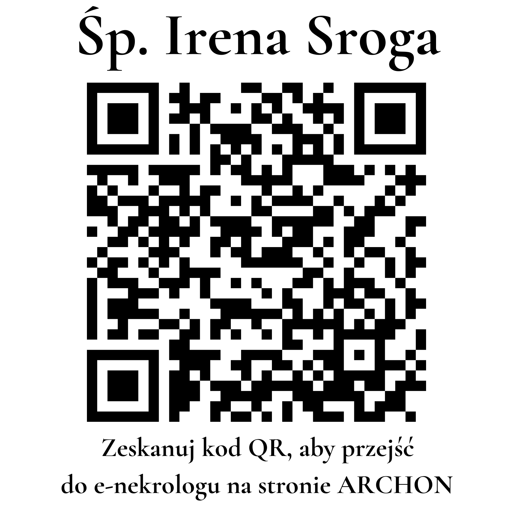Kod QR do nekrologu Irena Sroga Kod QR do nekrologu Irena Sroga