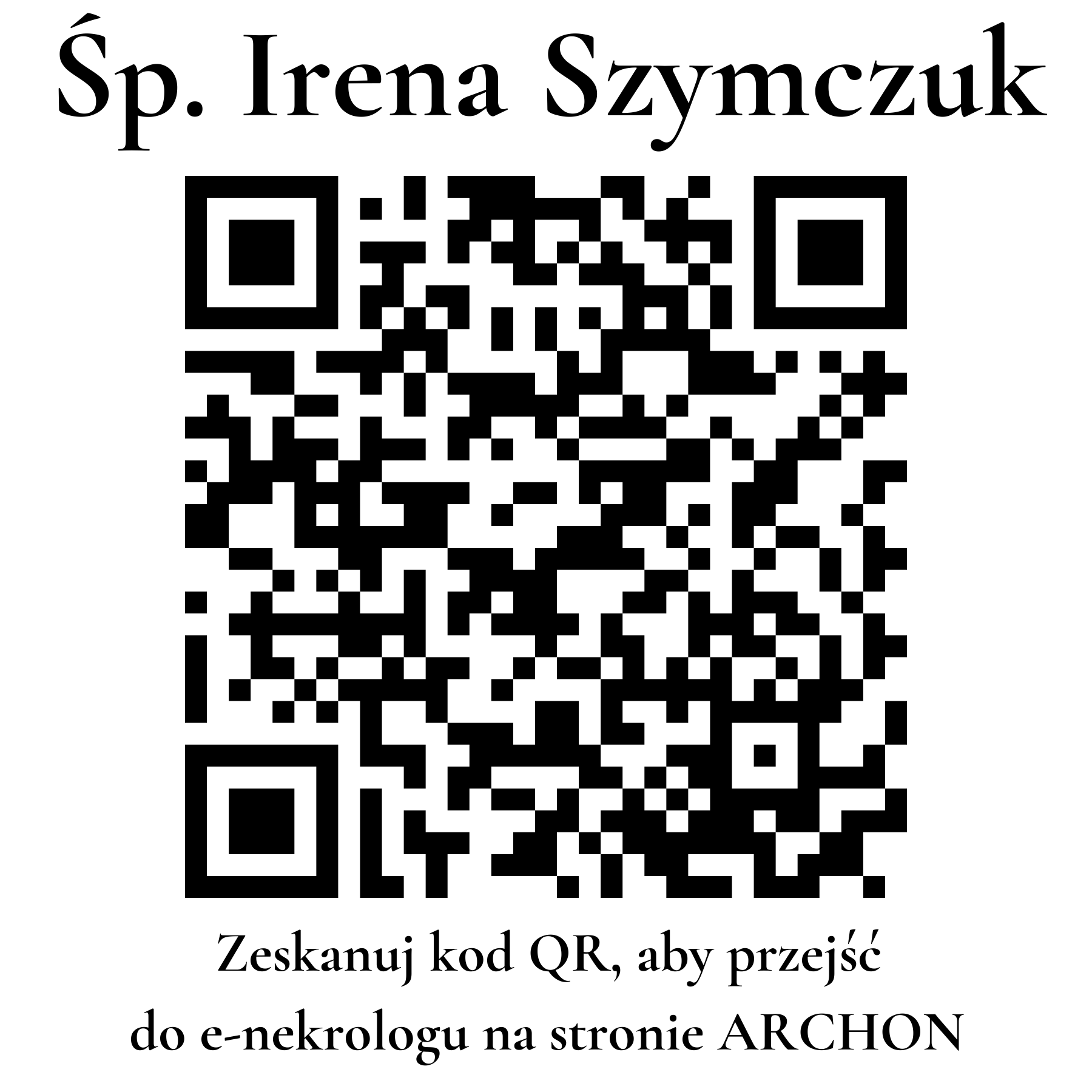 Kod QR do nekrologu Irena Szymczuk