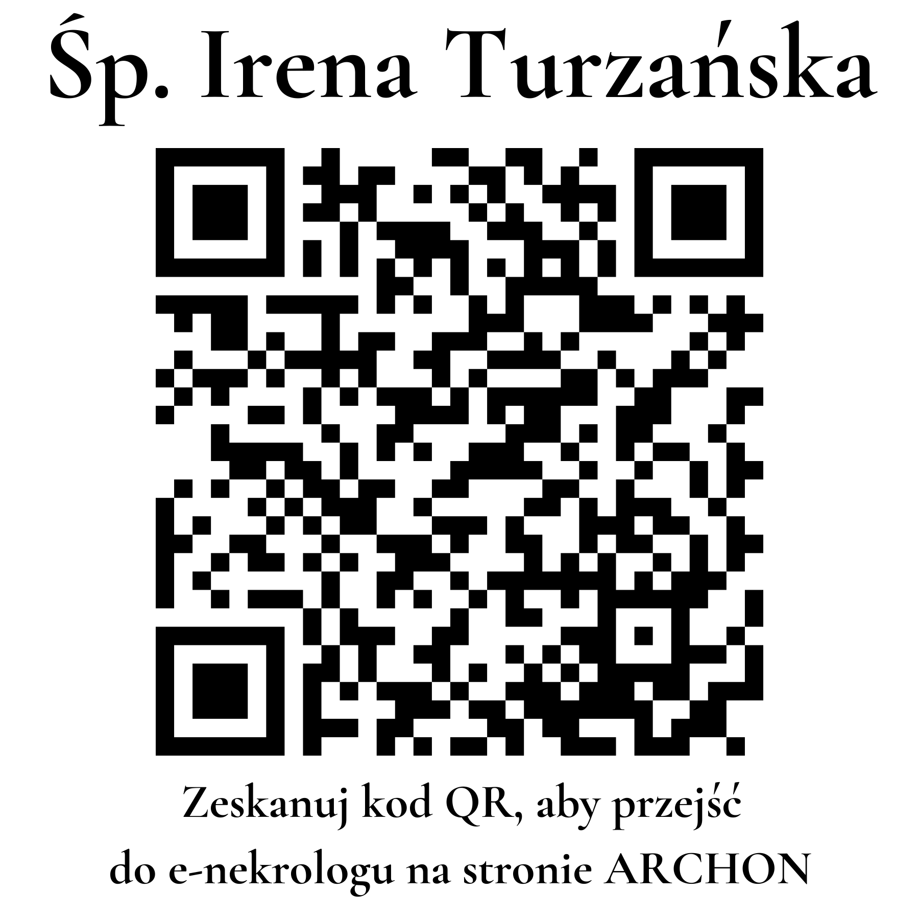 Kod QR do nekrologu Irena Turzańska