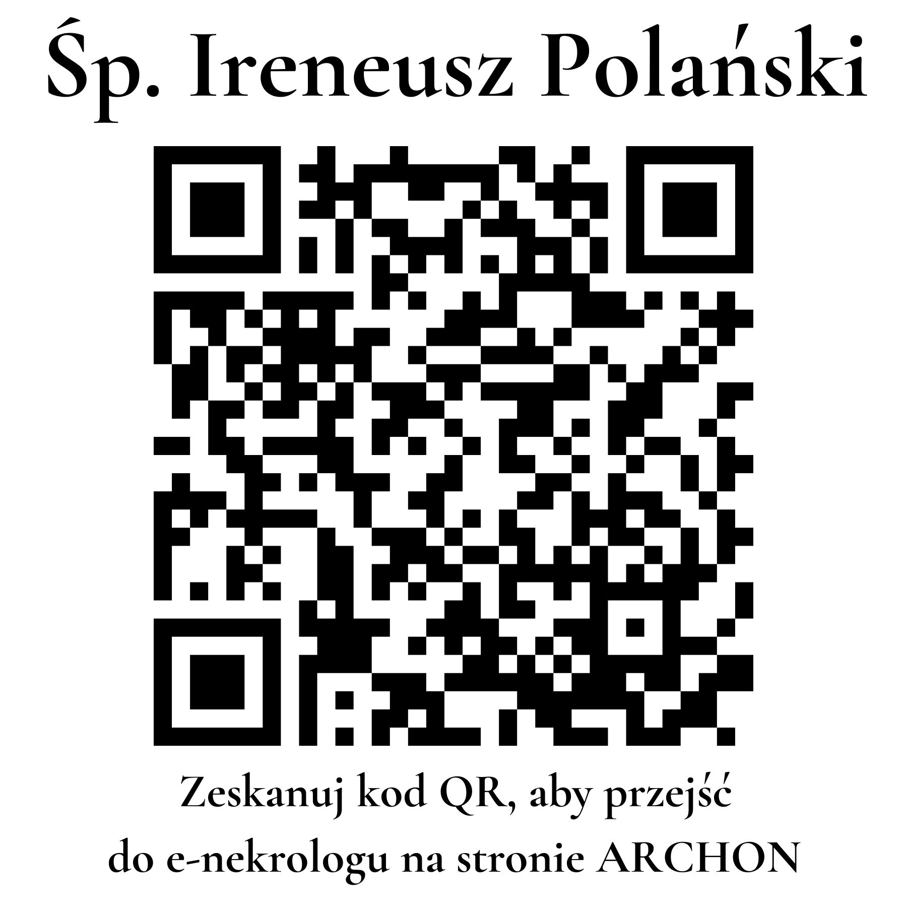 Kod QR do nekrologu Ireneusz Polański