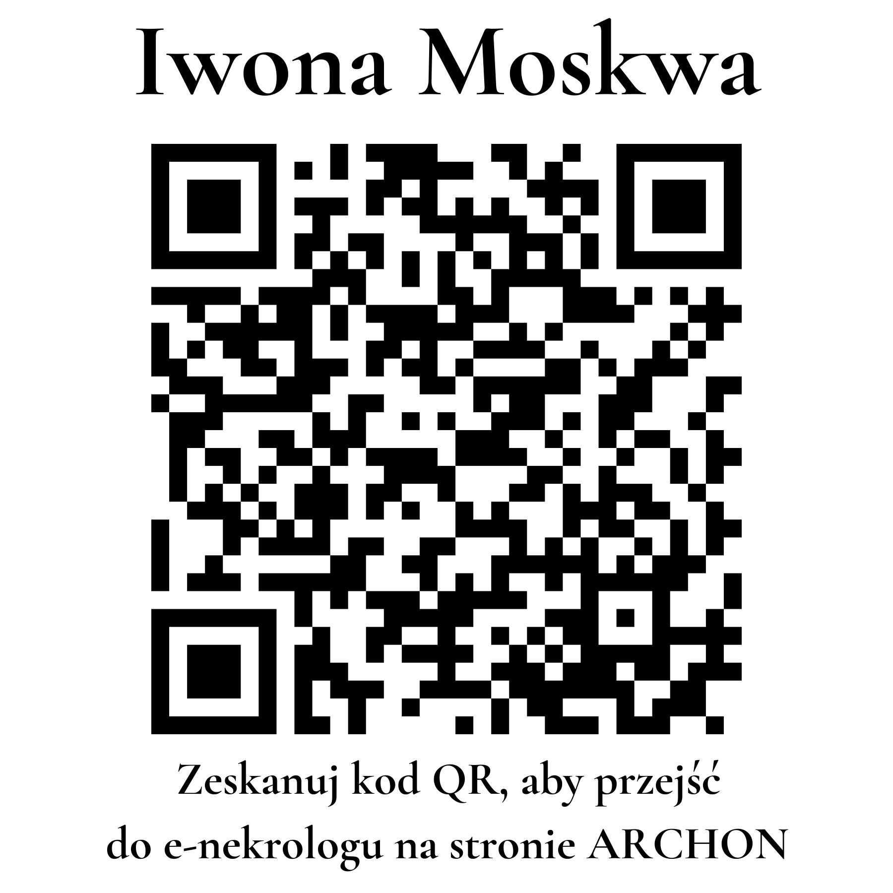 Kod QR do nekrologu Iwona Moskwa