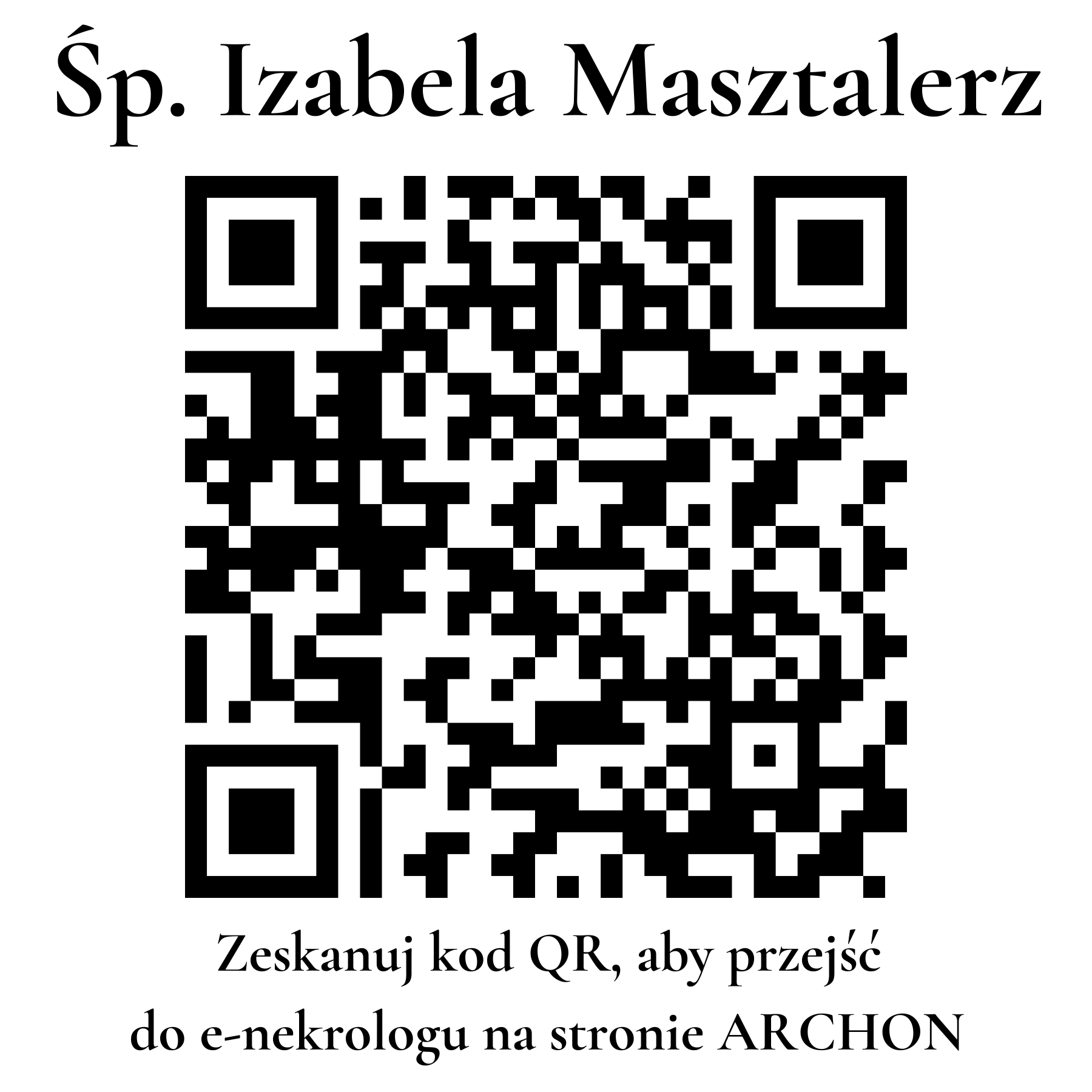 Kod QR do nekrologu Izabela Masztalerz