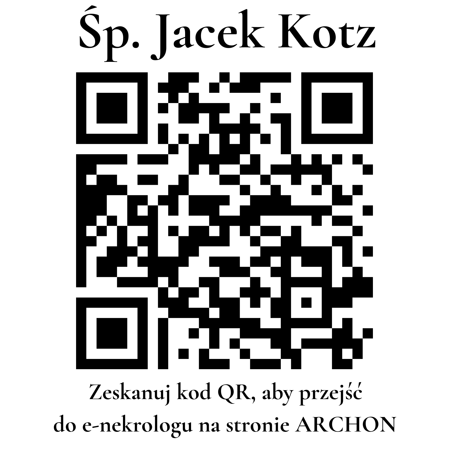 Kod QR do nekrologu Jacek Kotz Kod QR do nekrologu Jacek Kotz
